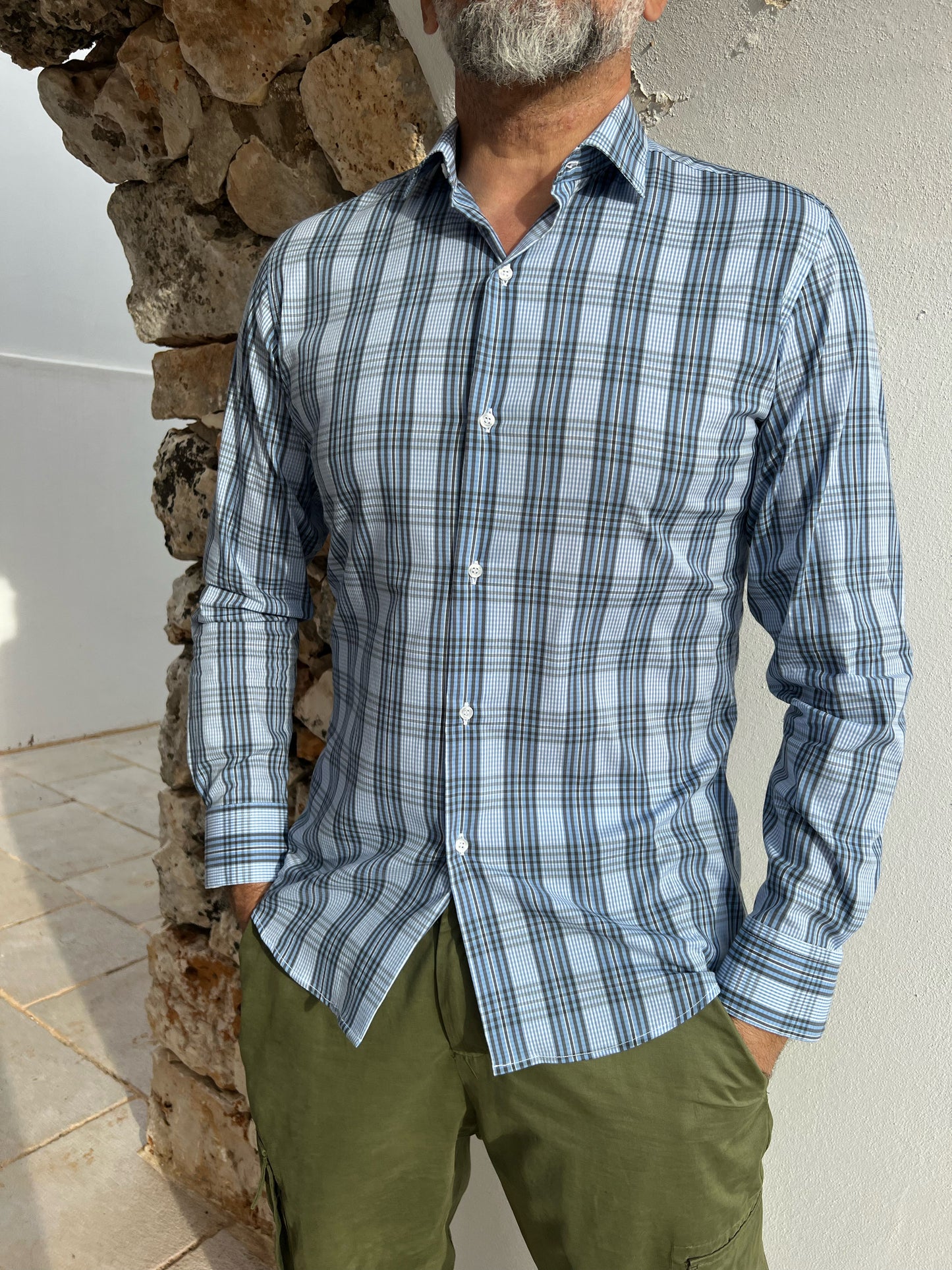 Shirt Men - Classic Madras Blue