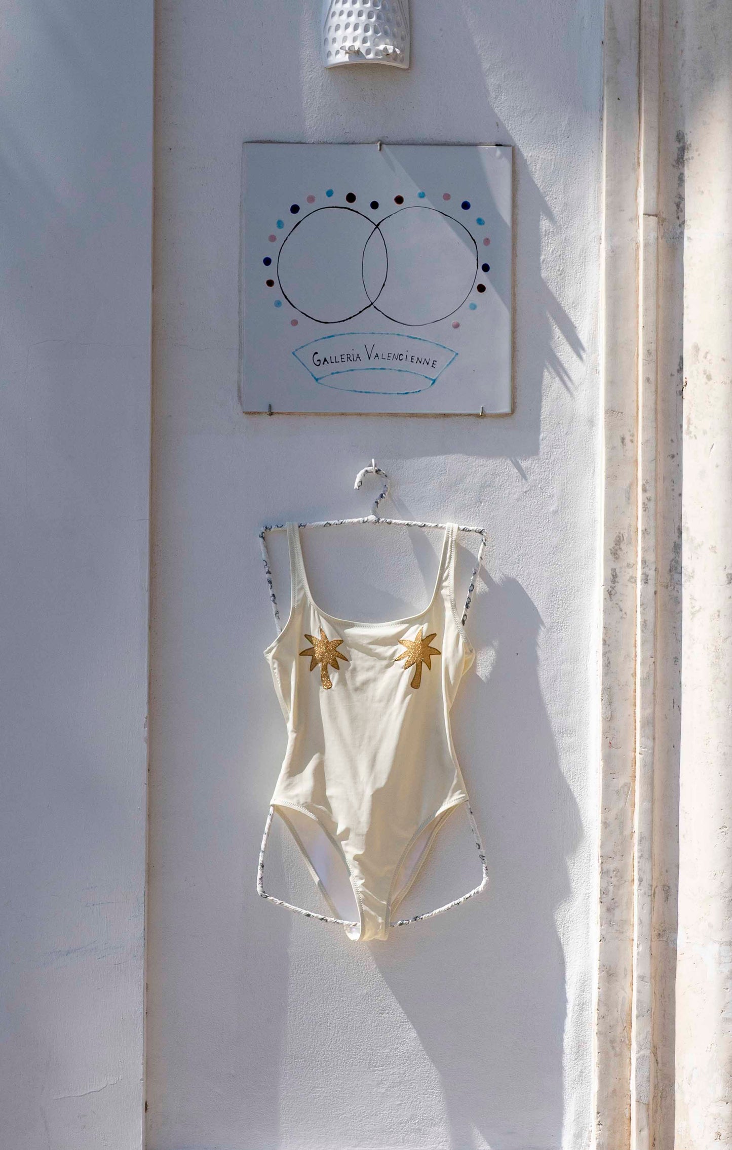 Maillot de bain - Maillot de bain Ginevra ivoire et palmier Lurex