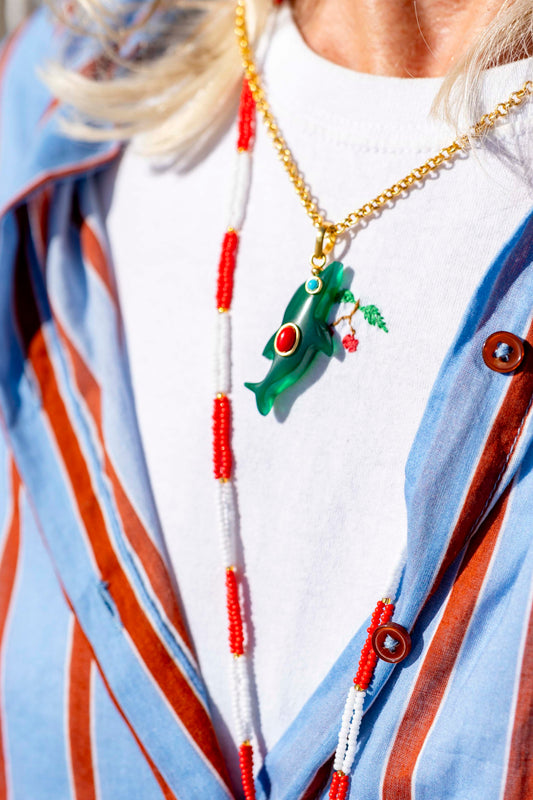 Necklace- Dolphin Green Onyx