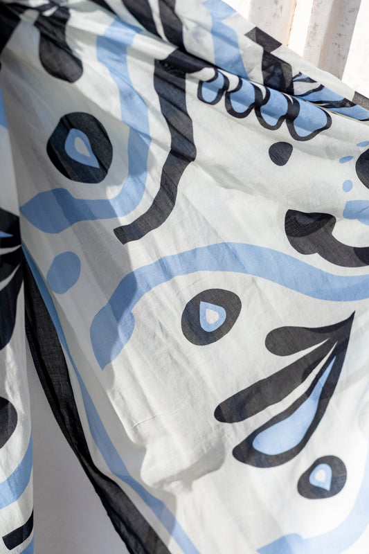 Scarf -  Stole Baroque Print White