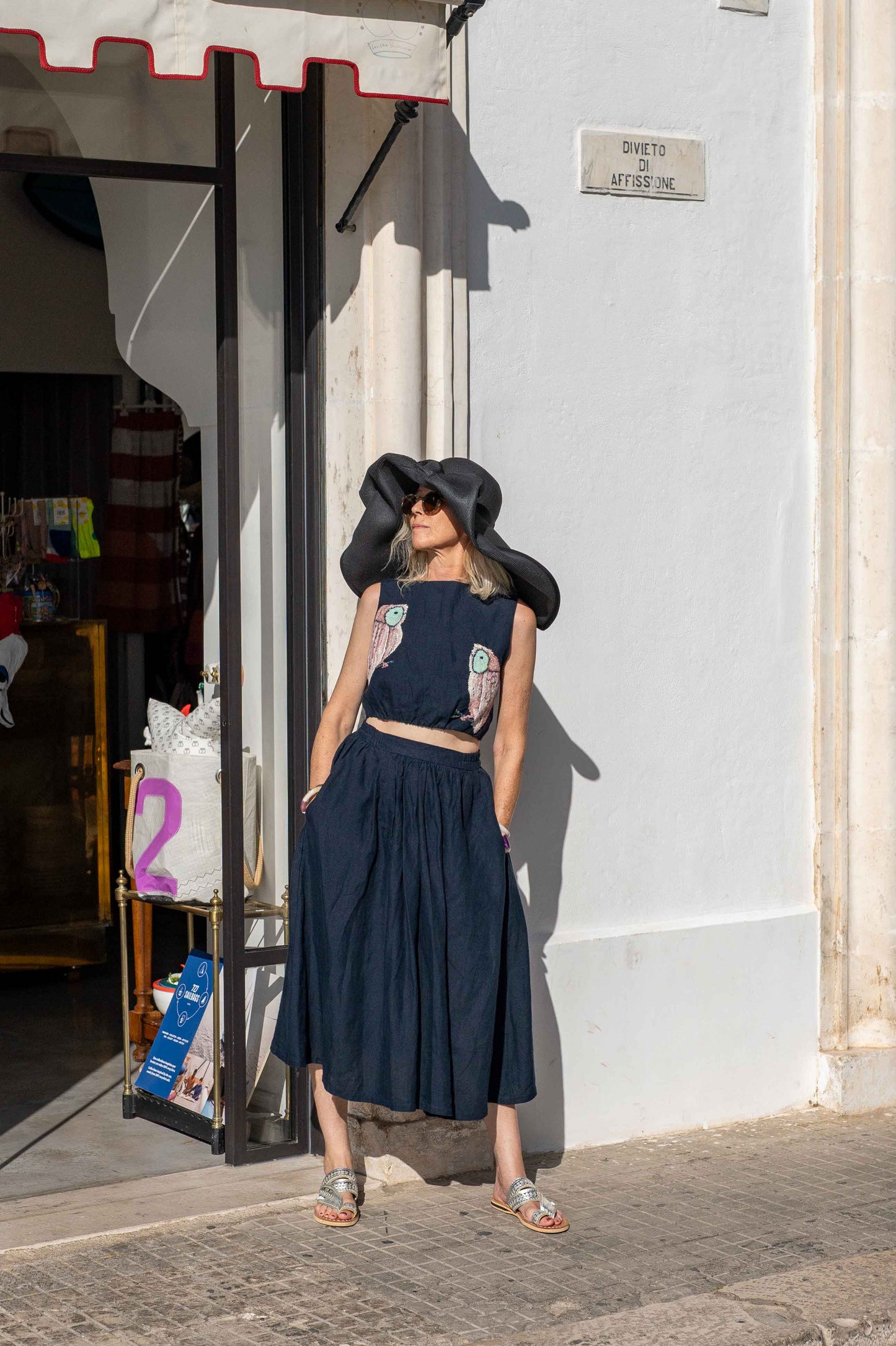 Robe - Ensemble hibou haut et jupe bleu marine