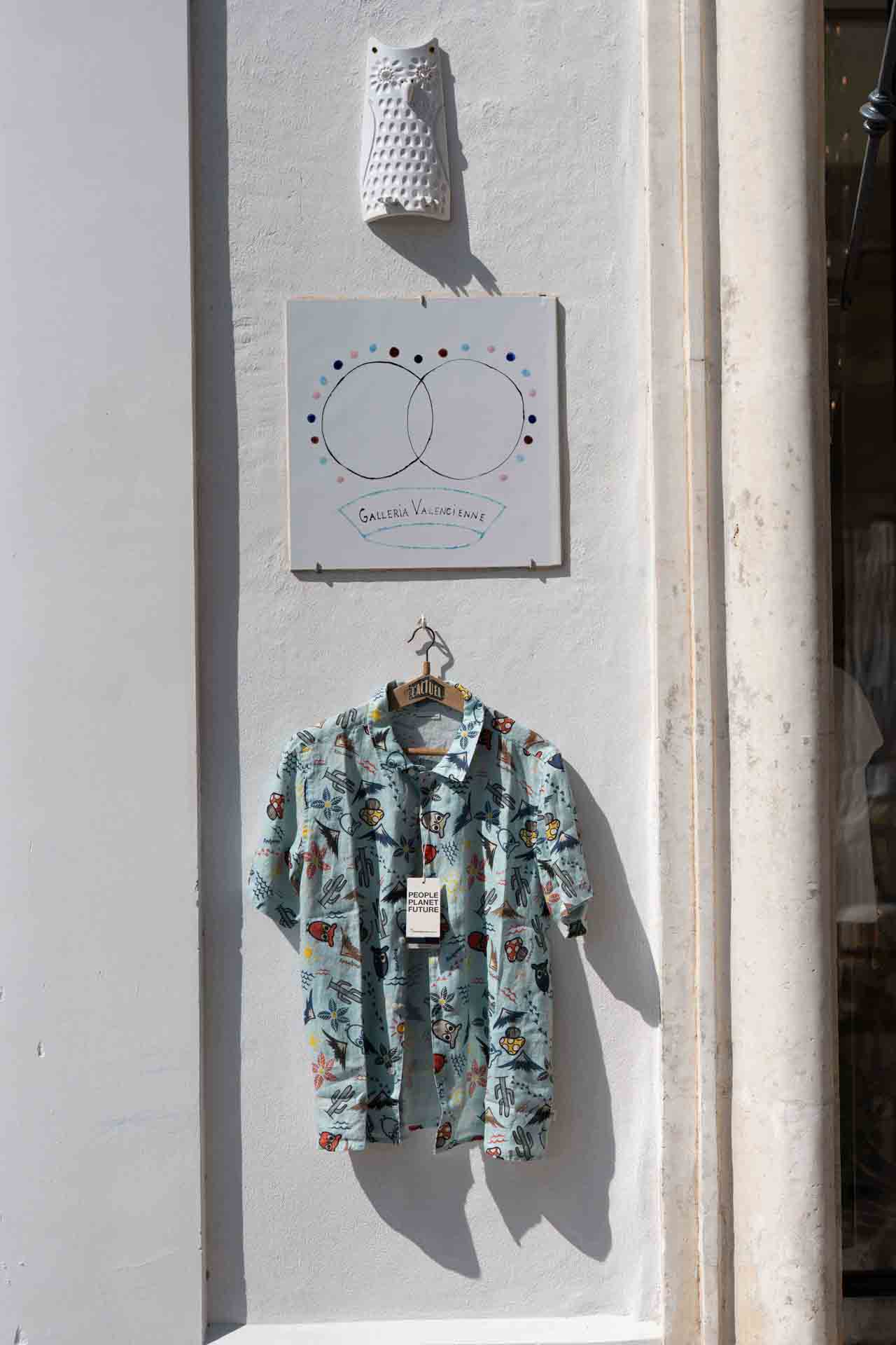 Chemise Femme - Chemise en lin à manches imprimée Chouette Aqua Cactus