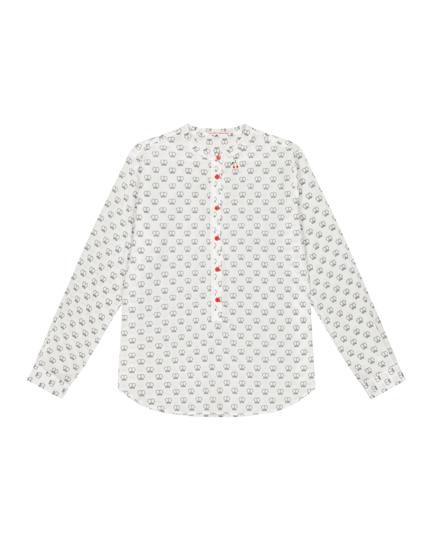 Shirt Women - Mao shirt with our Logo GV print red cherry embroidered