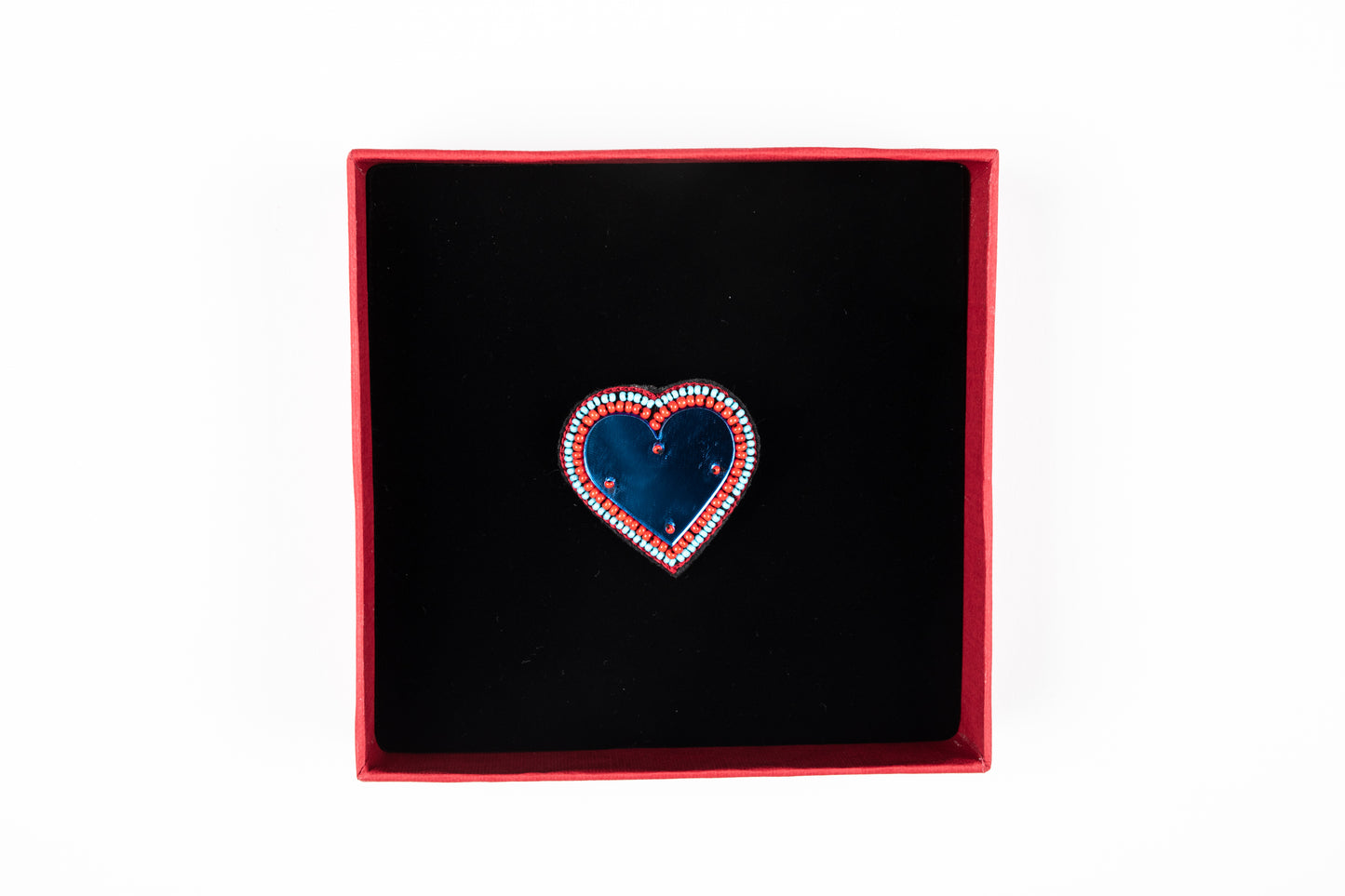 Brooch - HEART Mirror Blue