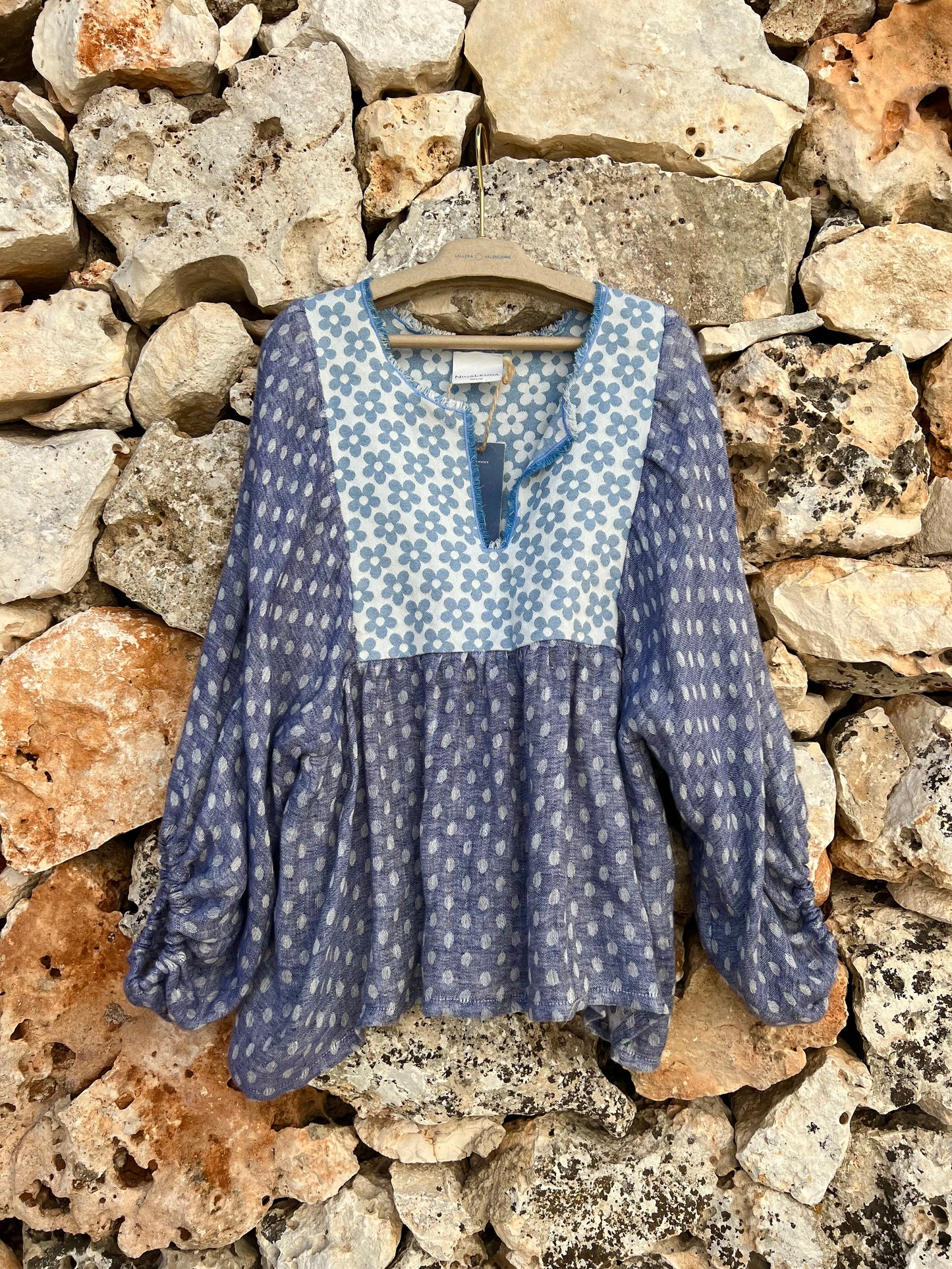 Top - Linen round points and puglia tipical fabric