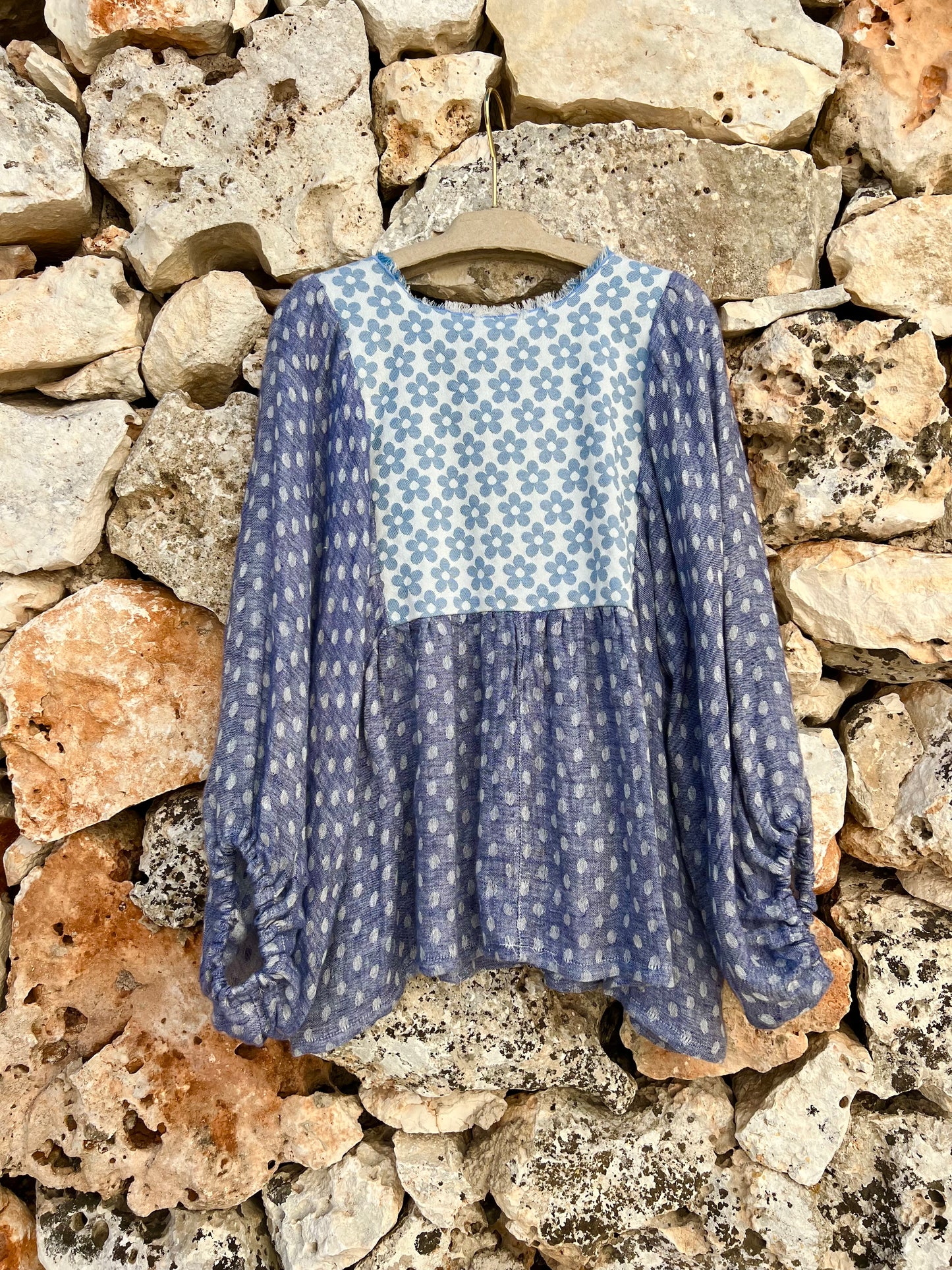 Top - Linen round points and puglia tipical fabric