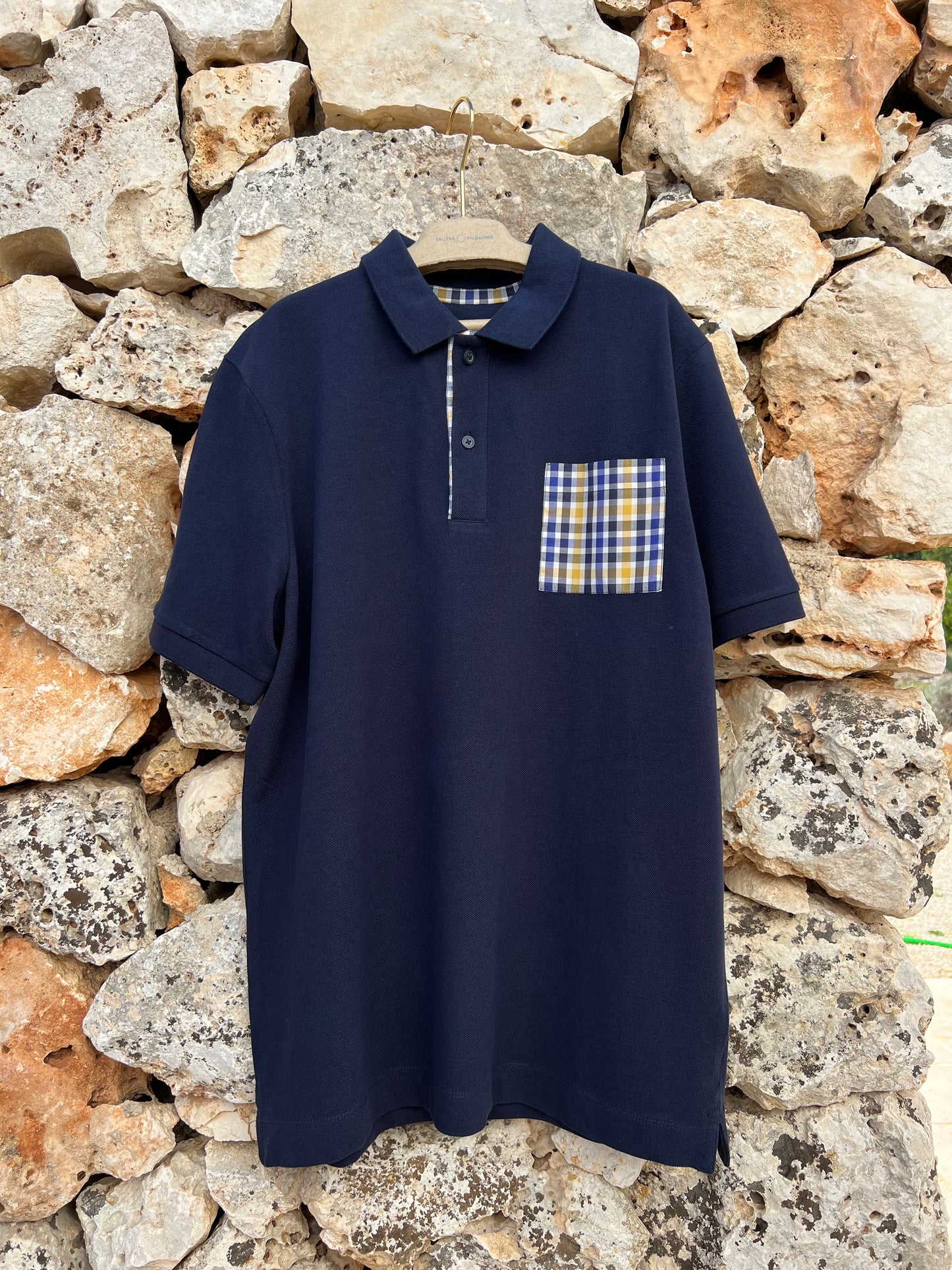 Polo GV - Navy Blue Checkered Print