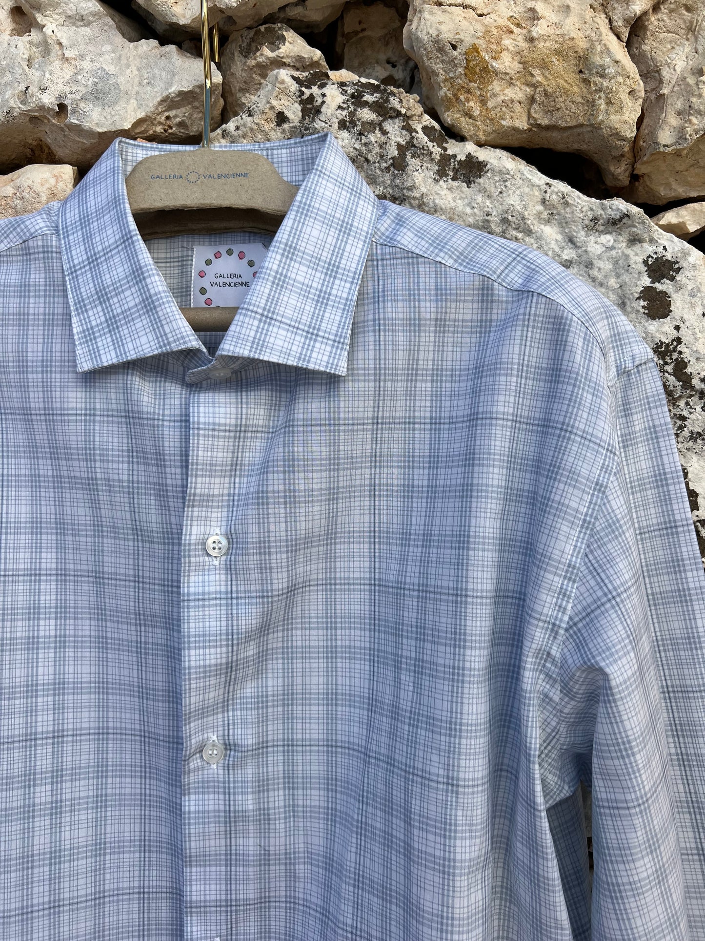 Shirt Men - Classic Madras Light Grey