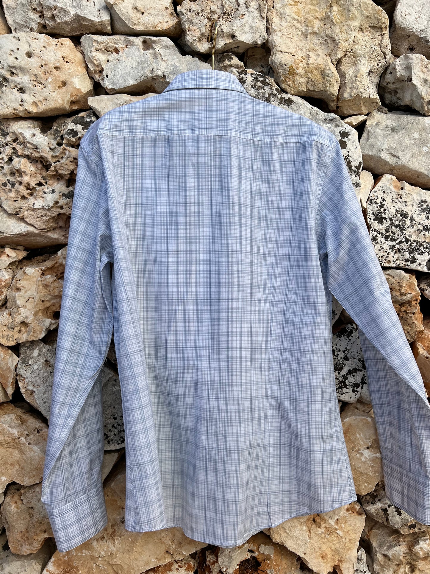 Shirt Men - Classic Madras Light Grey