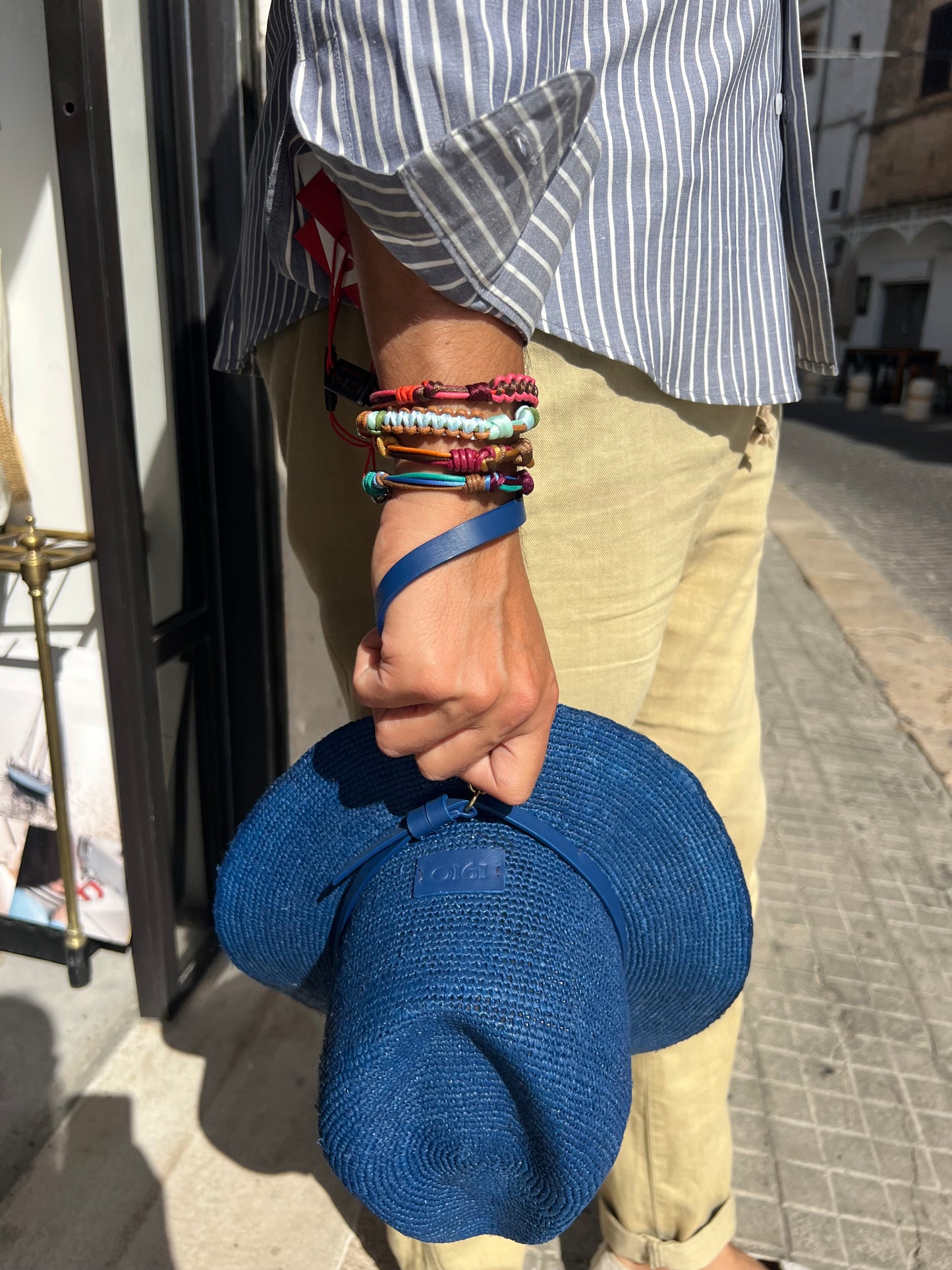 Chapeau - VIGNOLE Petit Fedora en Raphia Bleu