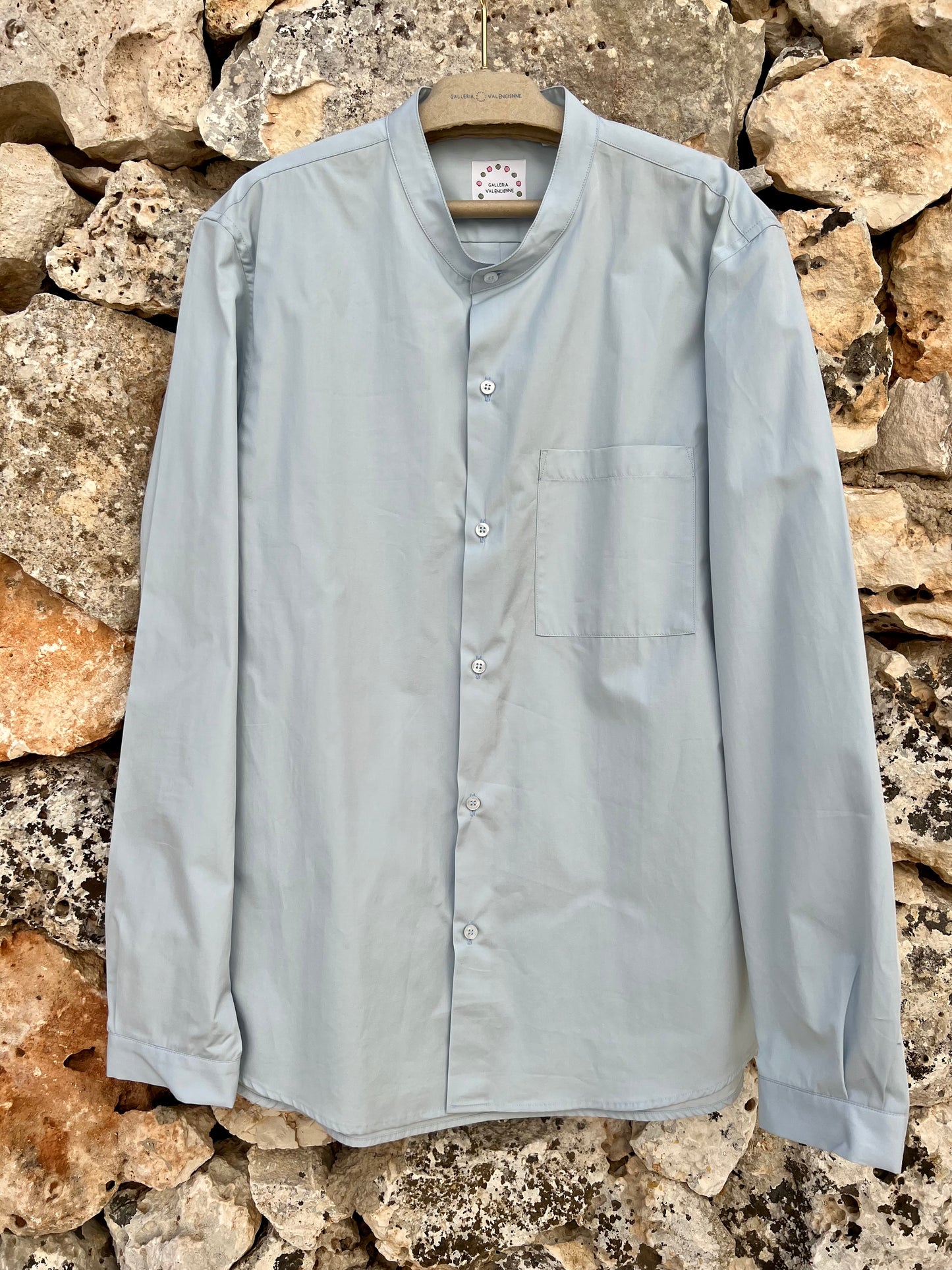 Shirt Men - Mao Collar Airy blue