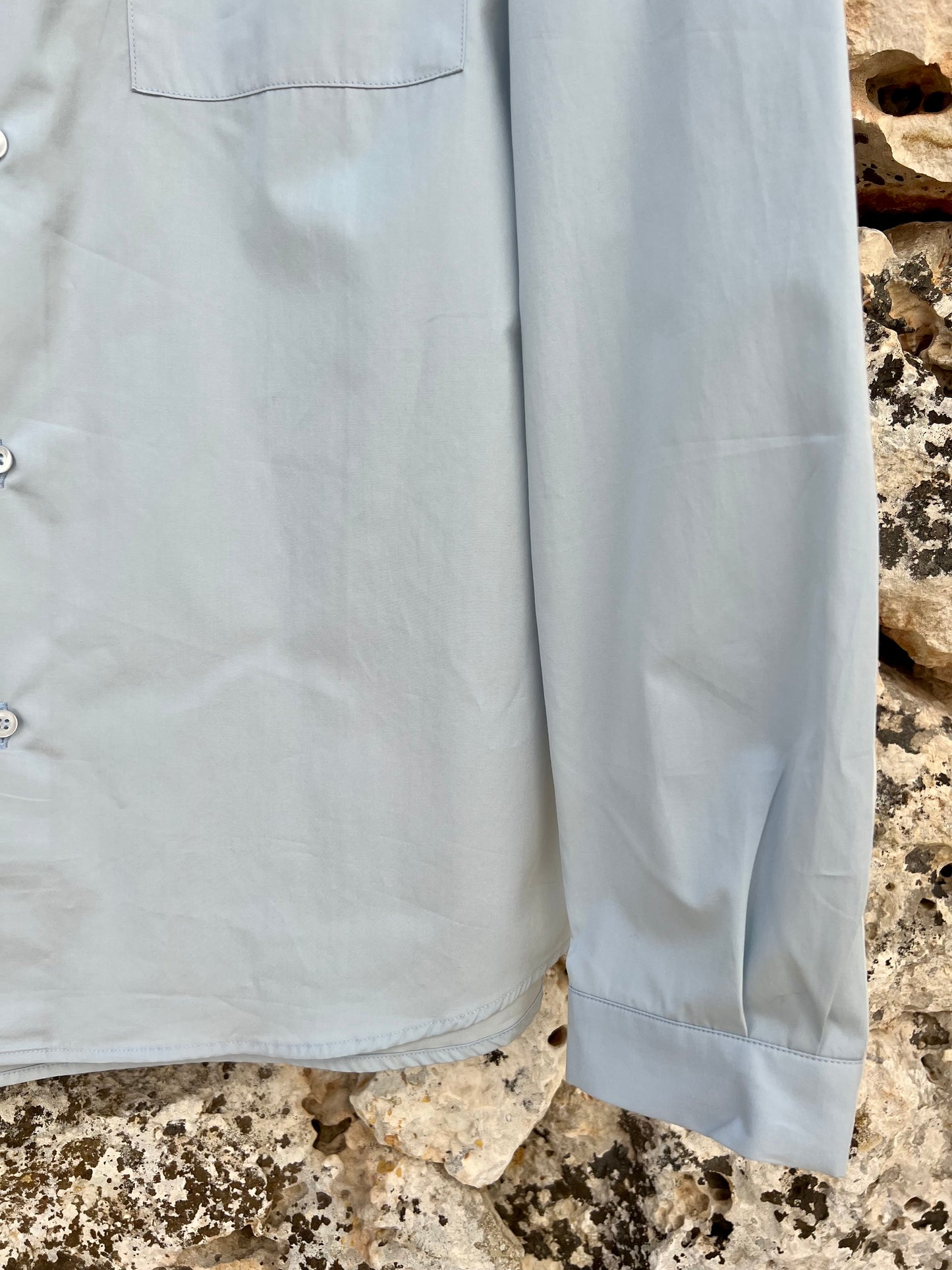 Shirt Men - Mao Collar Airy blue