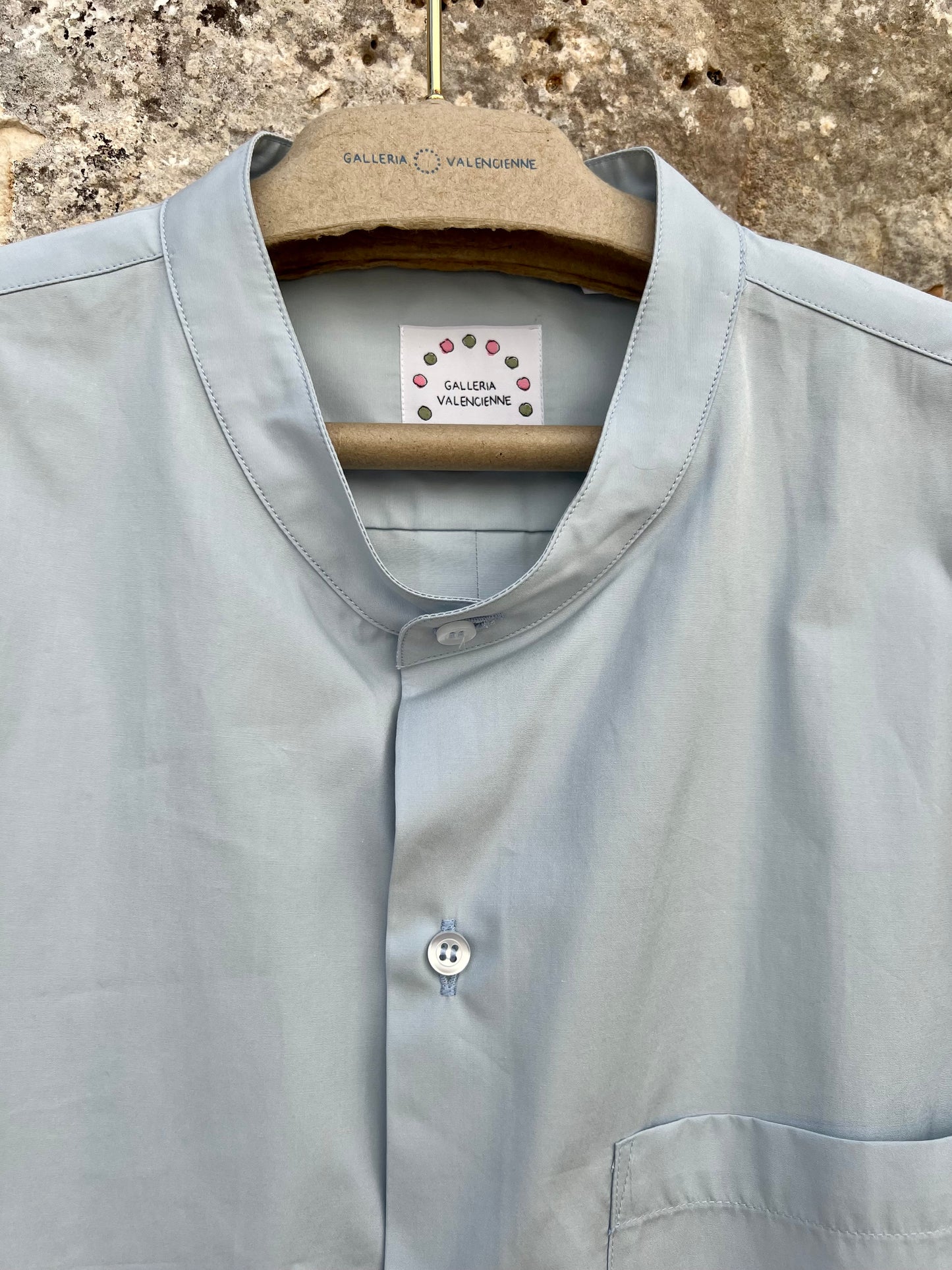 Shirt Men - Mao Collar Airy blue
