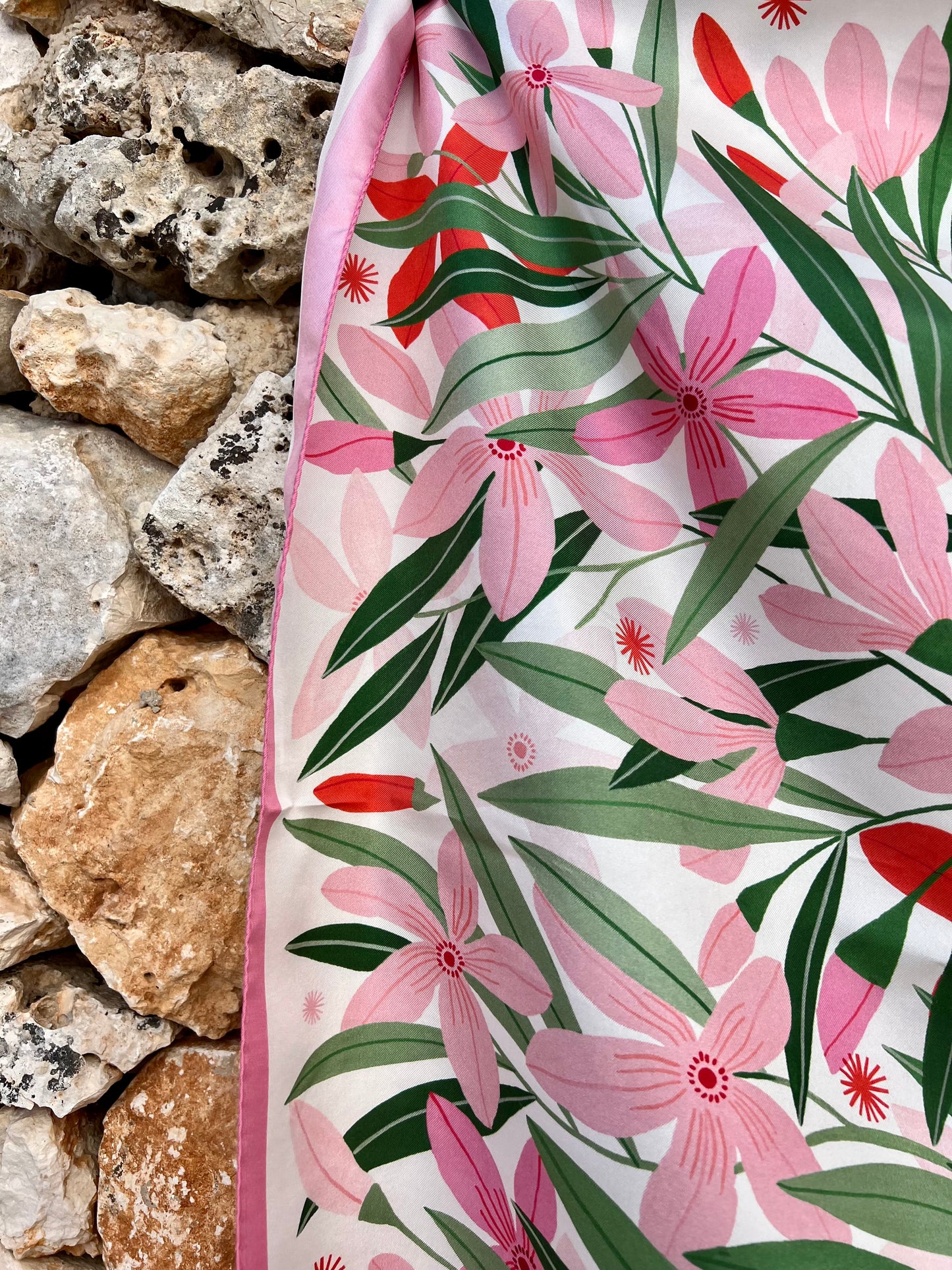 Scarf - Silk ‘Oleandre’ Square 90x90