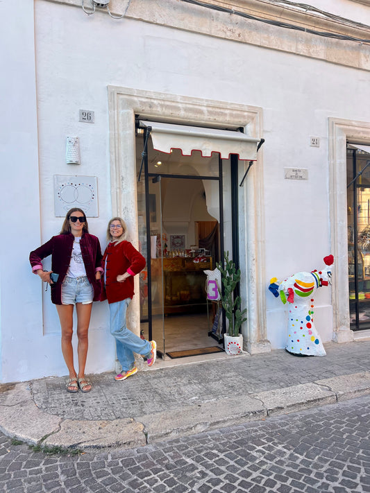 Giacca Donna - Giacca in Velluto di Seta Zucca/Fucsia con Ricamo a Mano