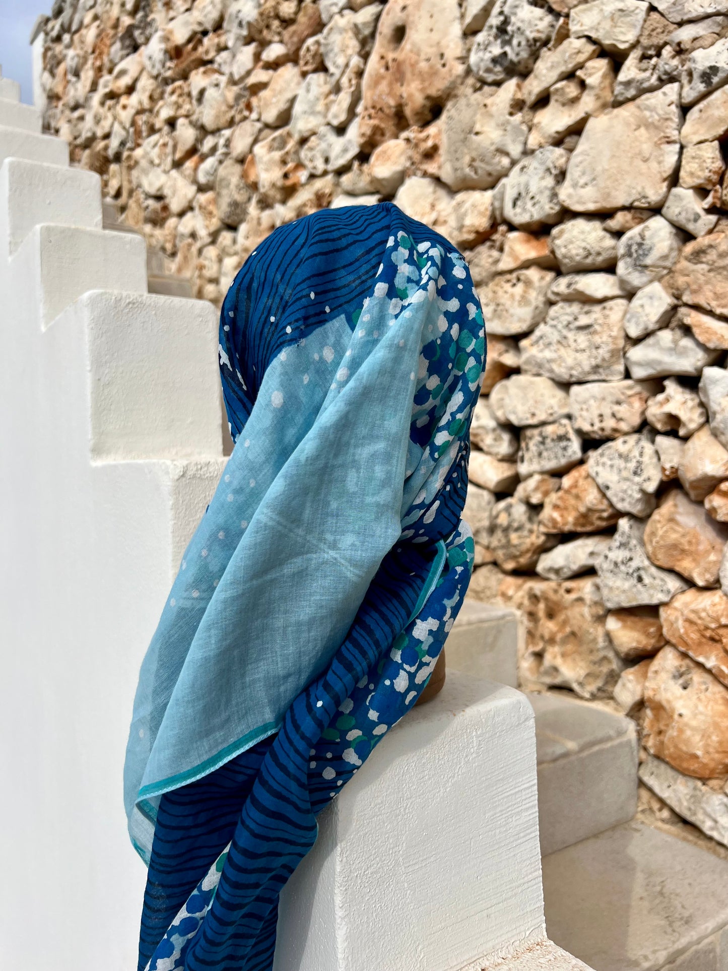 Scarf - Square 100 Ecume Blue