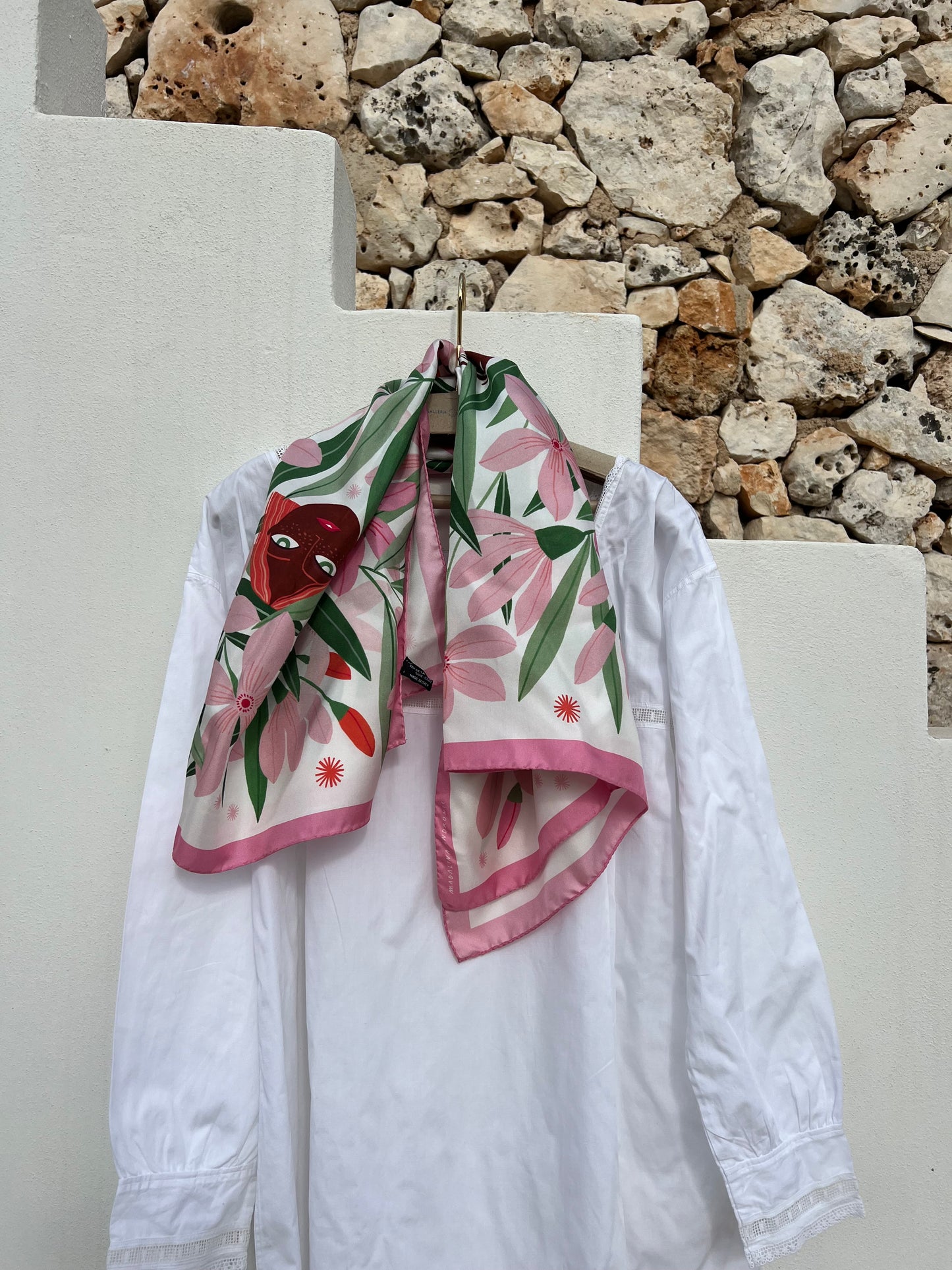 Scarf - Silk ‘Oleandre’ Square 90x90