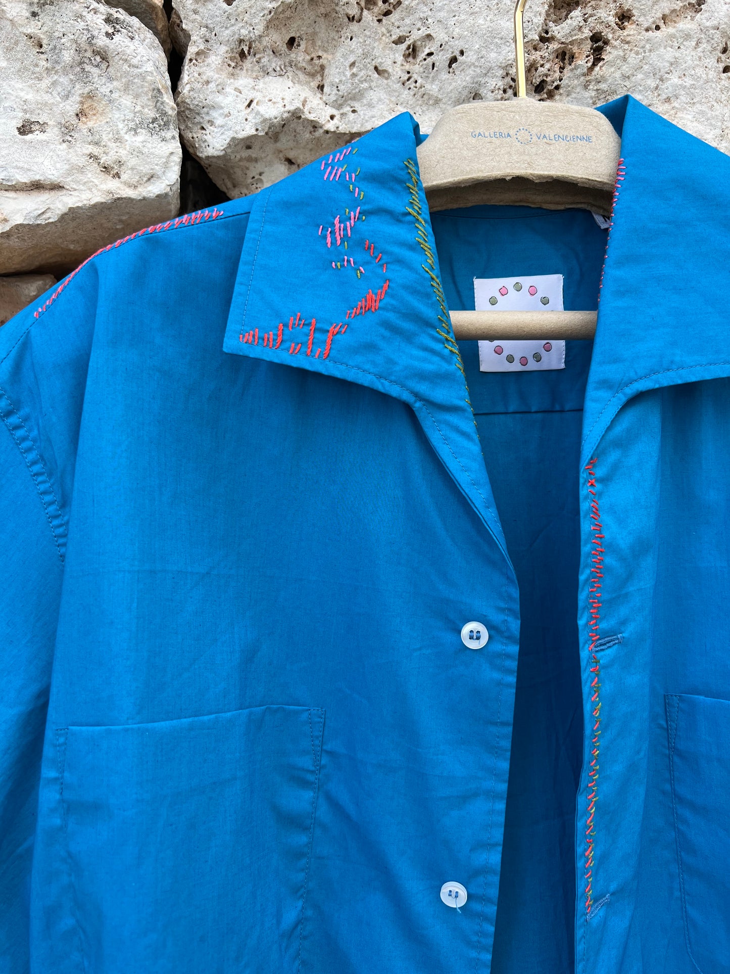 Shirt Men - Embroidered Royal Blue