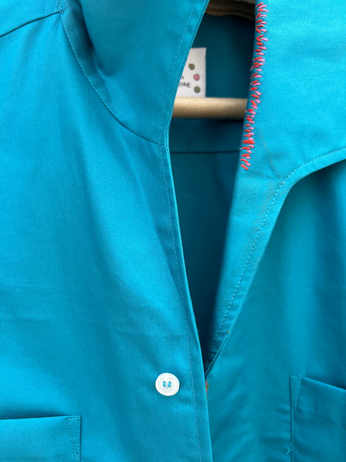 Shirt Men - Embroidered Royal Turquoise Blue