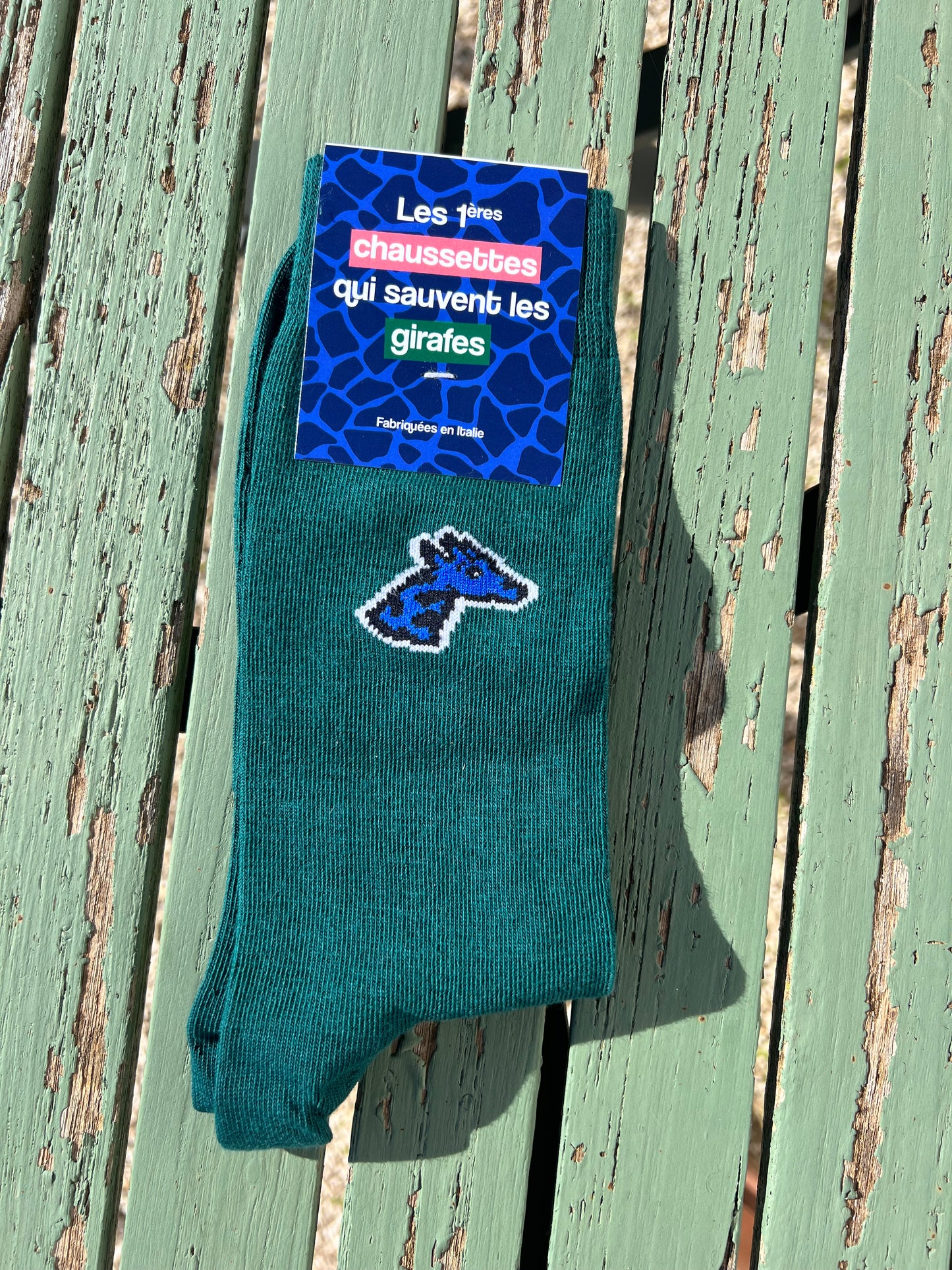 Socks - Giraffe green forest