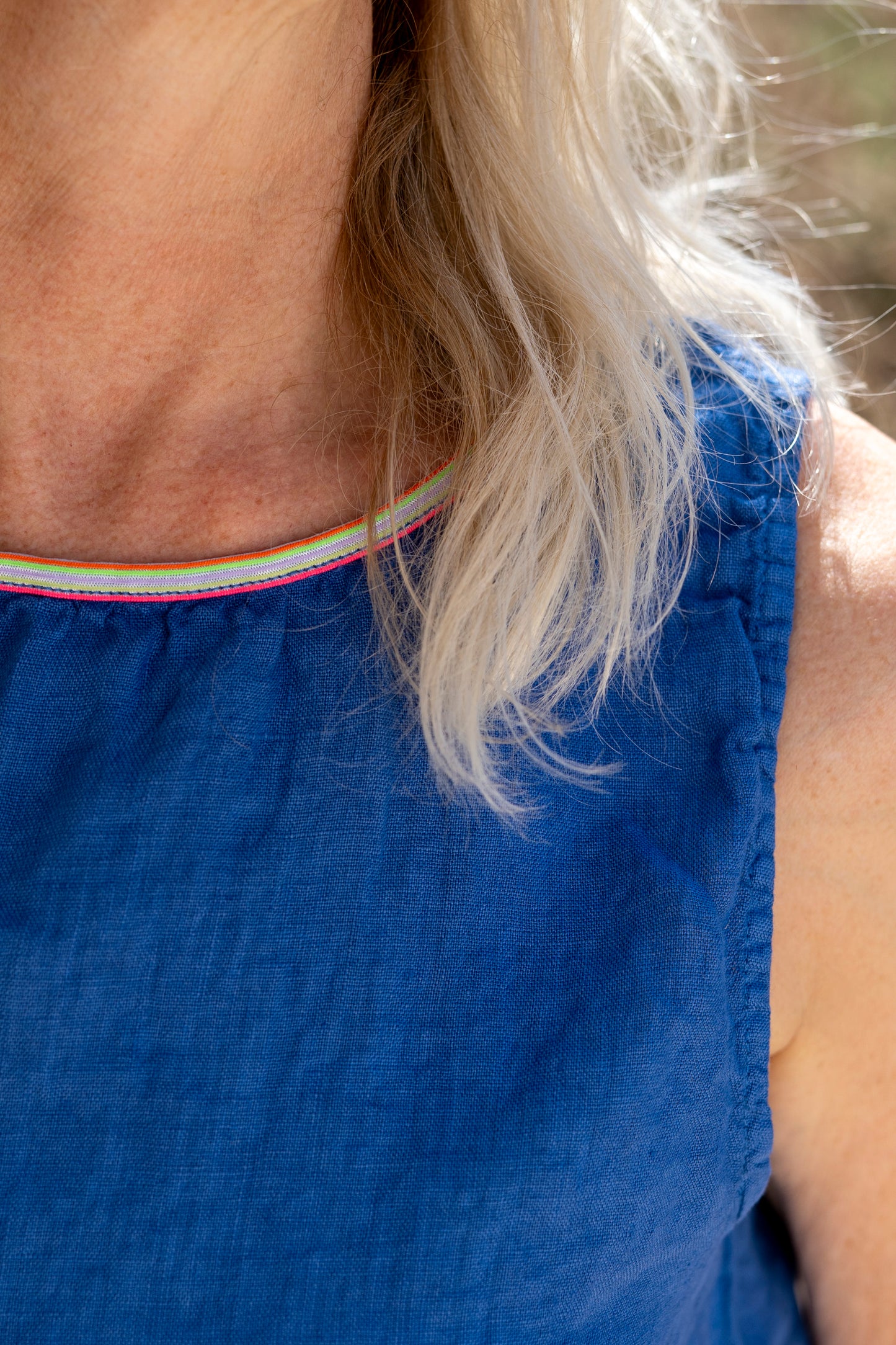 Shirt Women - CUERPO Blue Linen Top