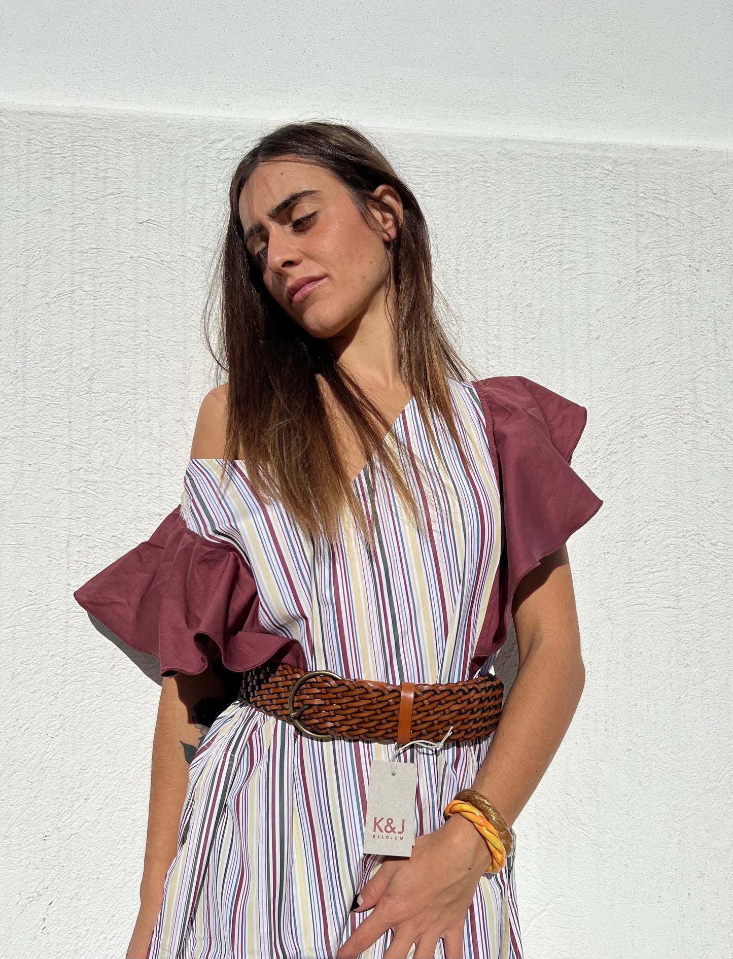 Dress - FARFALLE - Purple & Yellow Stripe