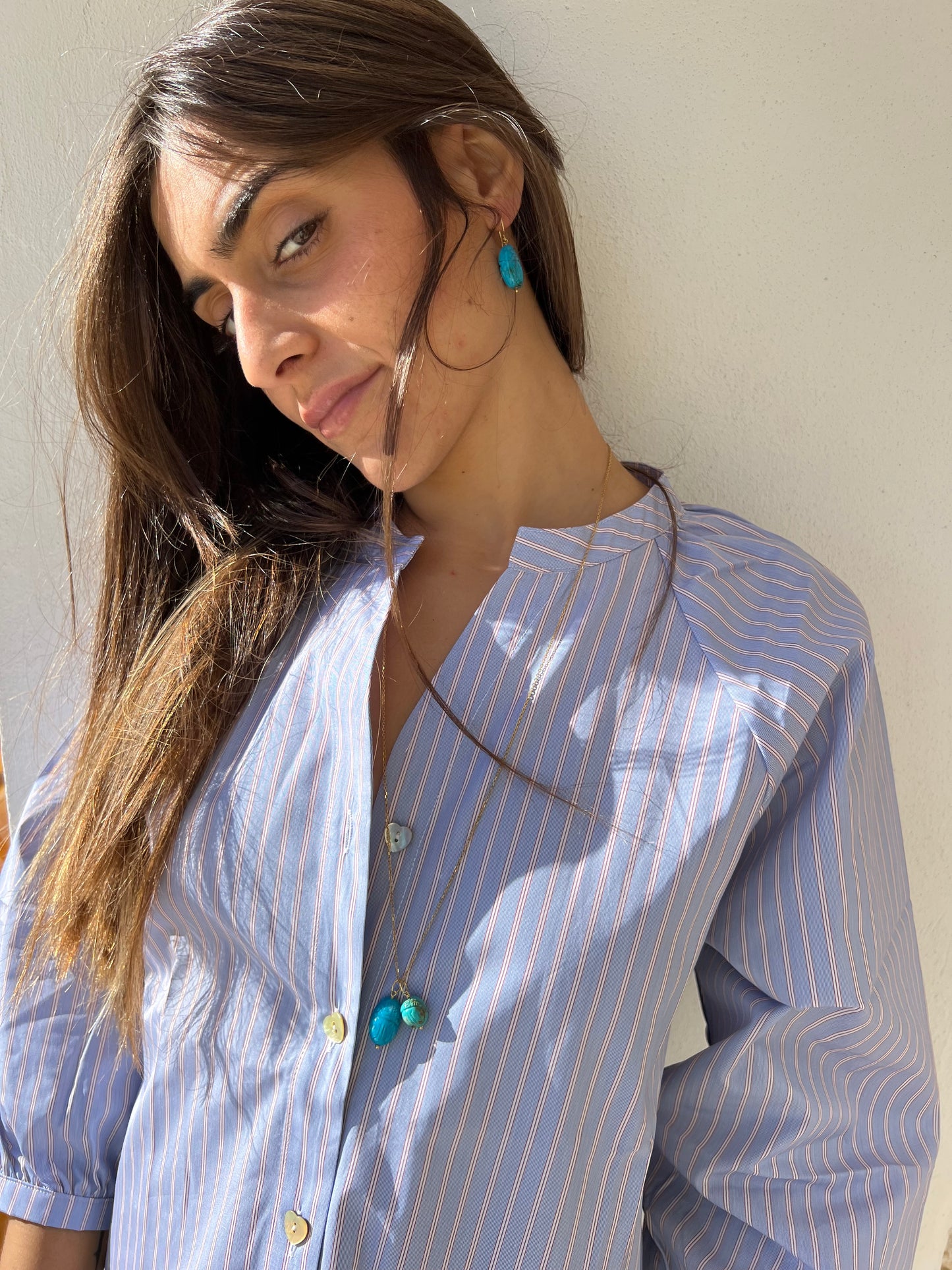 Necklace - Fine jewelry Gold SMALL Scarab Turquoise Pendant