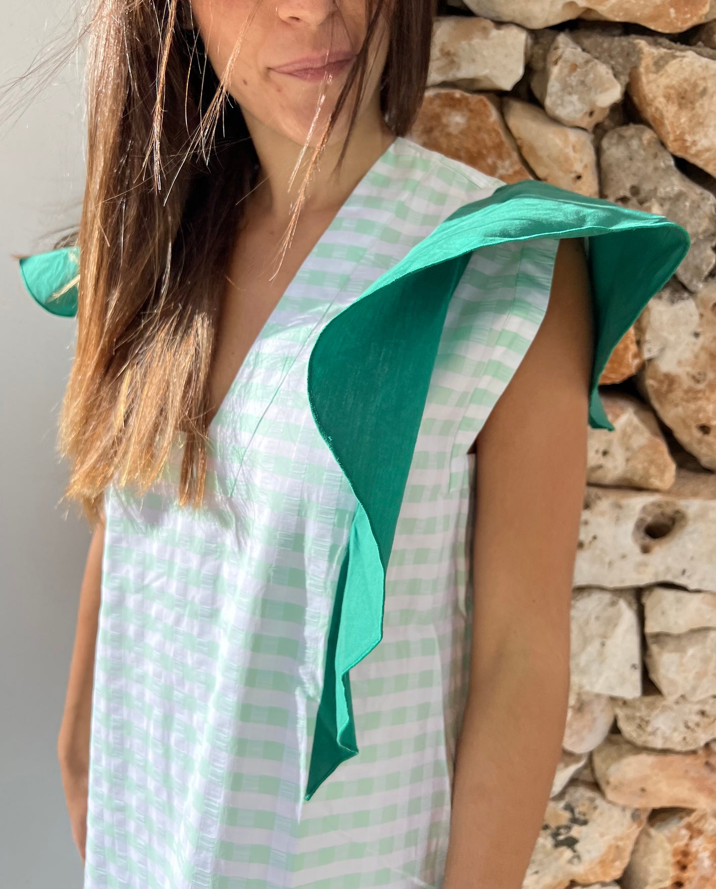 Dress - SOFIA With ruffles Forest Green