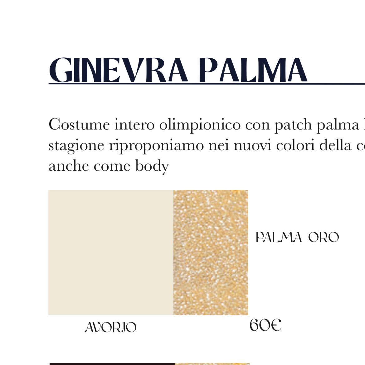 Swimsuit - Ginevra Swimsuit Ivory and Lurex Palm