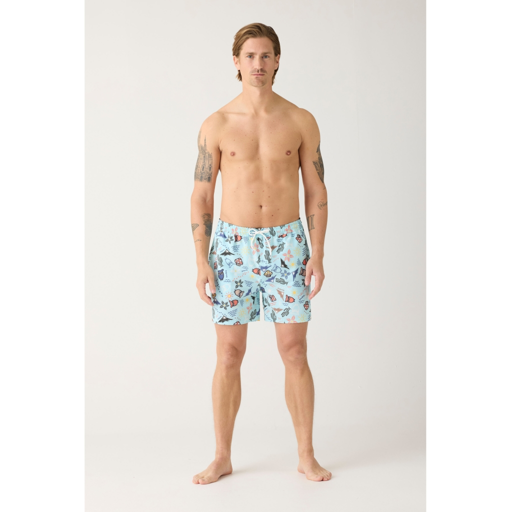 Shorts Men - Swimshorts Stretch AOP Blue Printed