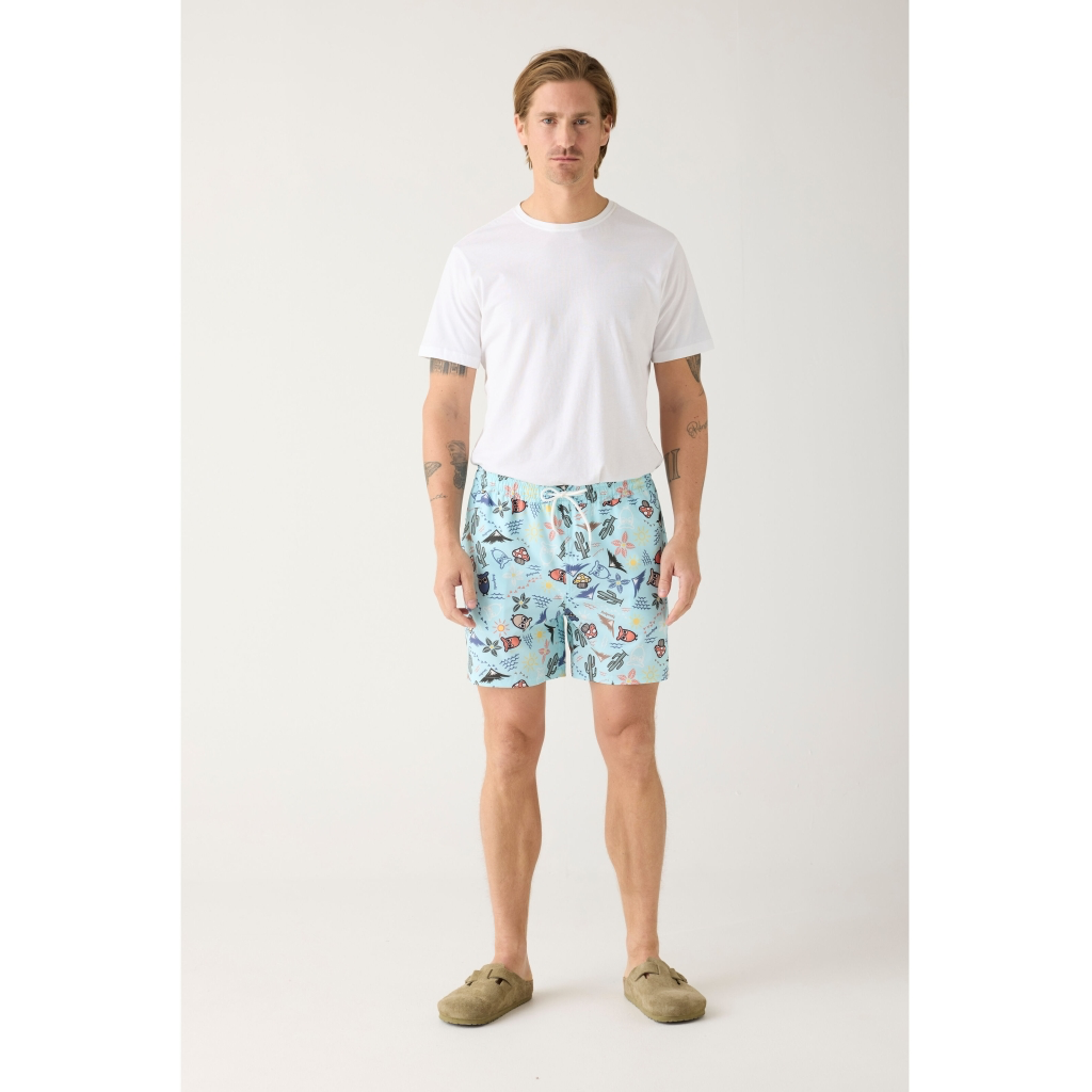 Shorts Men - Swimshorts Stretch AOP Blue Printed