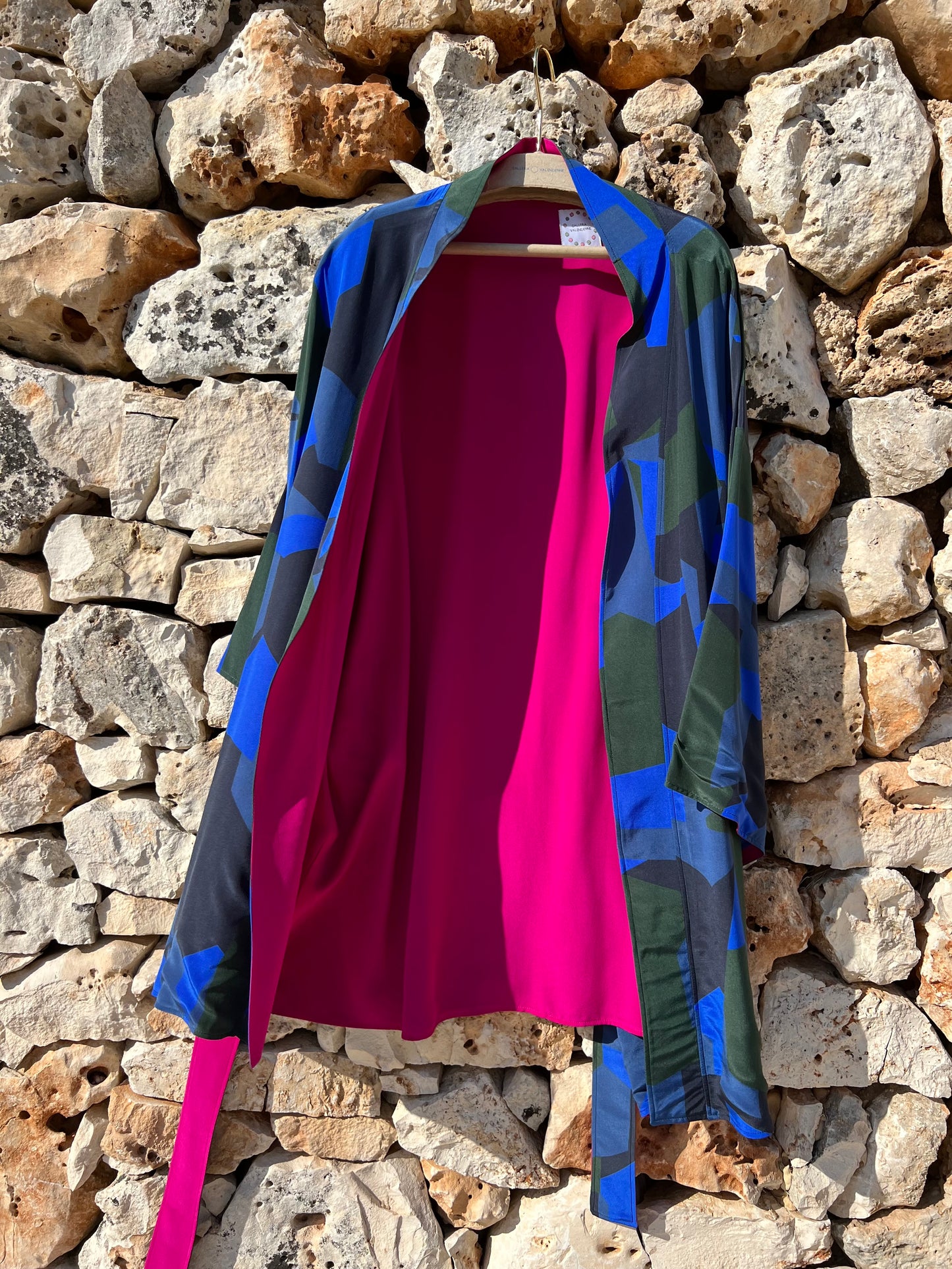 Kimono - Camouflage blu all'interno fucsia