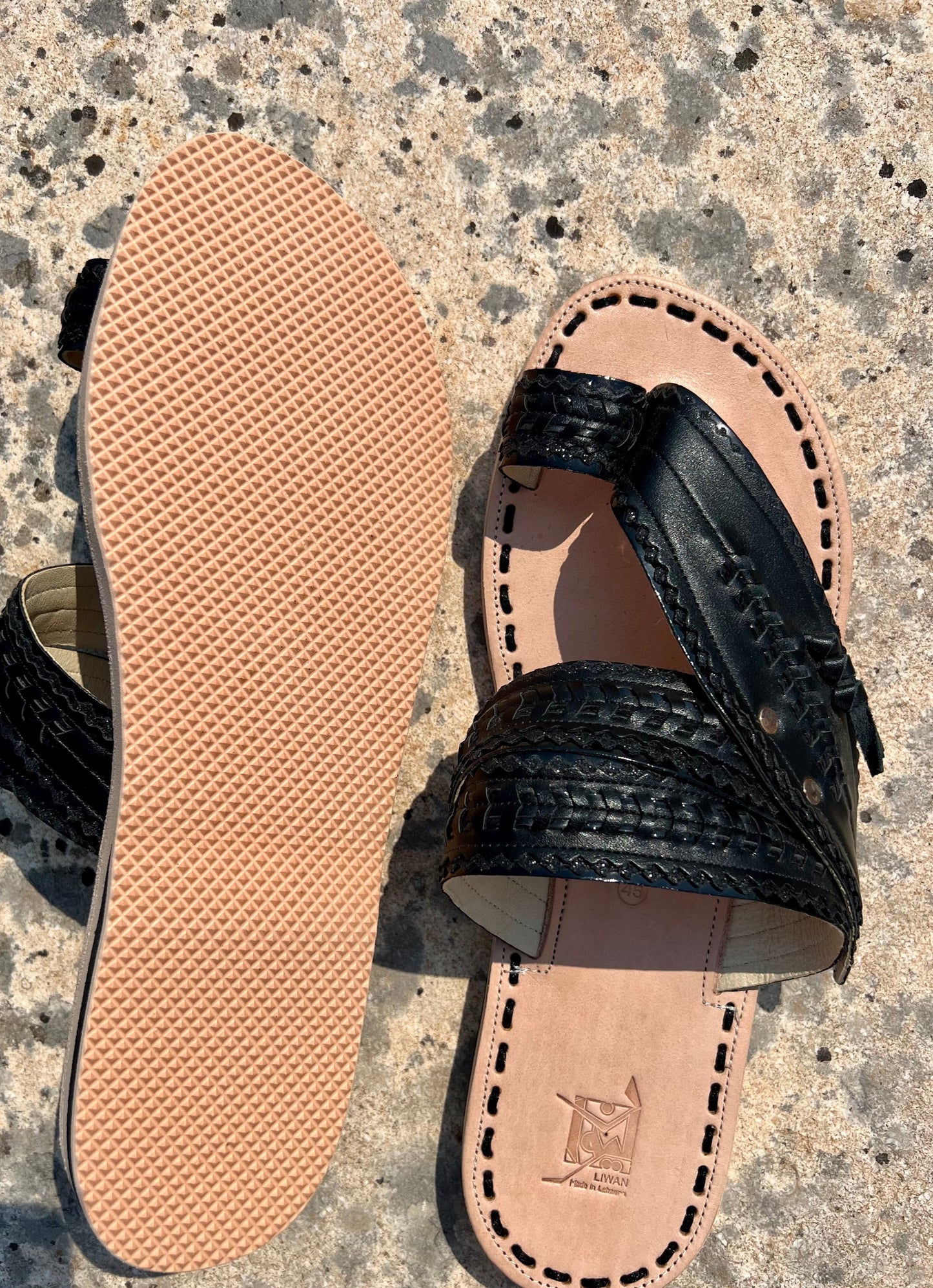 Shoes Men - Liwan Shiny Black Jinane Sandals