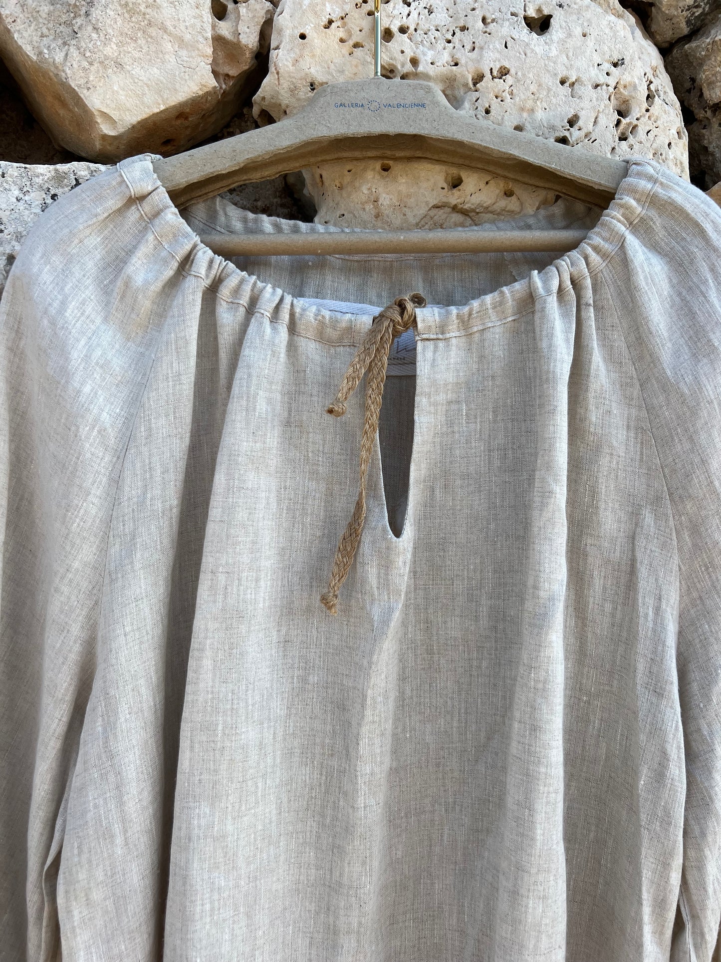 Shirt - Linen blouse red embroidered