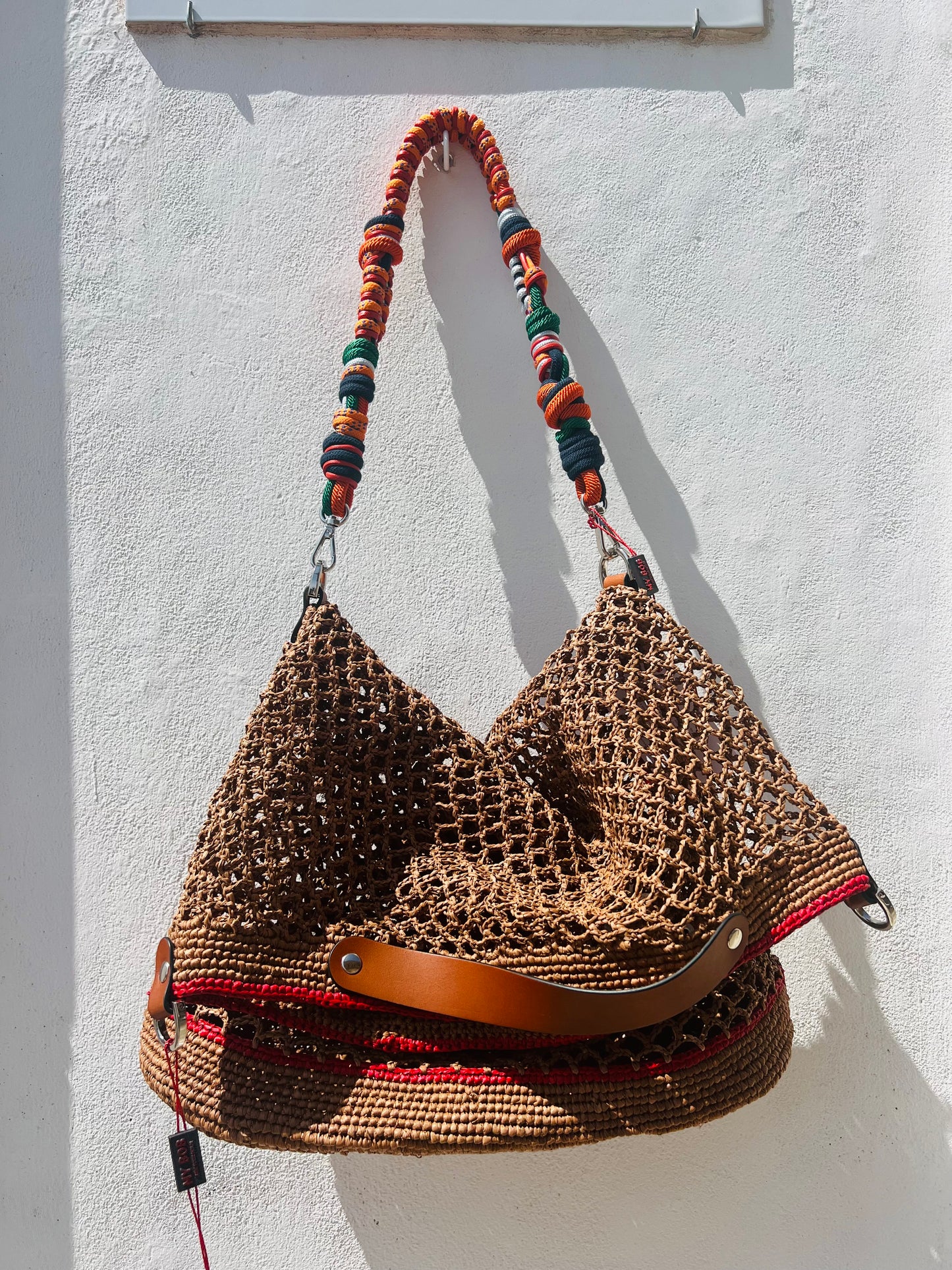 Bag - COLIN Natural Raffia Bag With Multicolor Cotton Strap