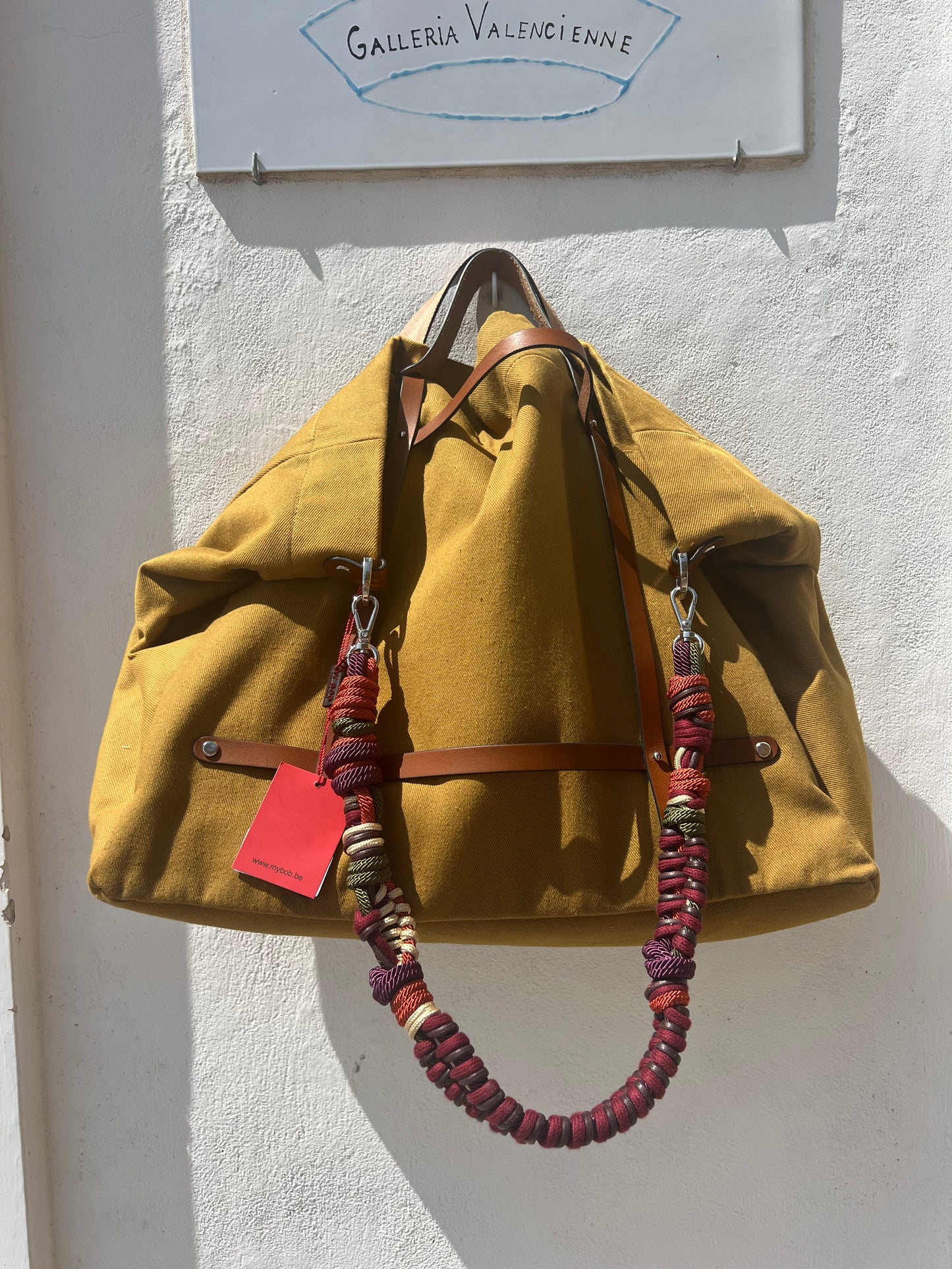 Bag Unisex - CANDIDE Tobacco Bag With Multicolor Cotton Strap