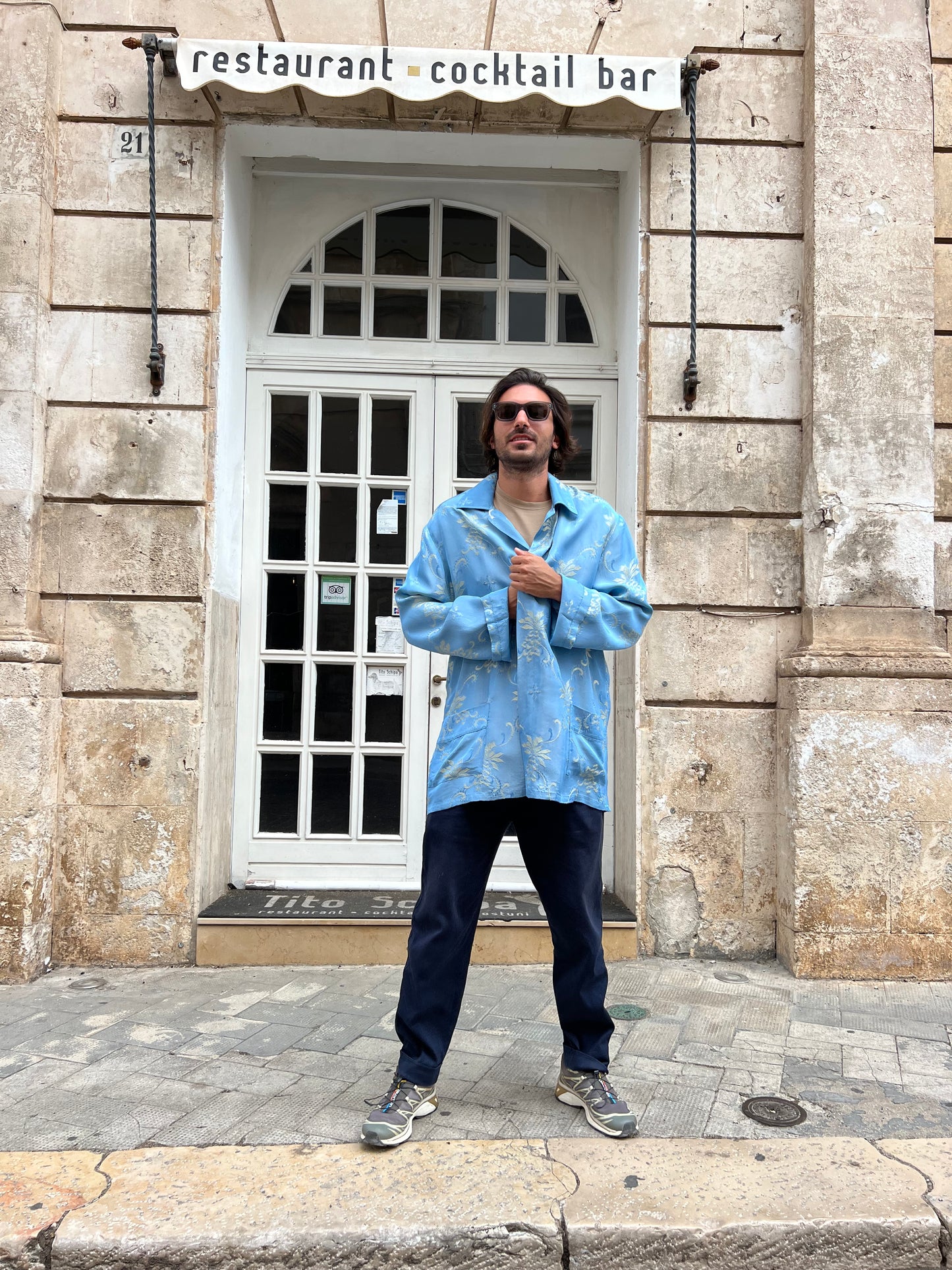 Jacket Men - Blue & Gold Flower - Nuagy
