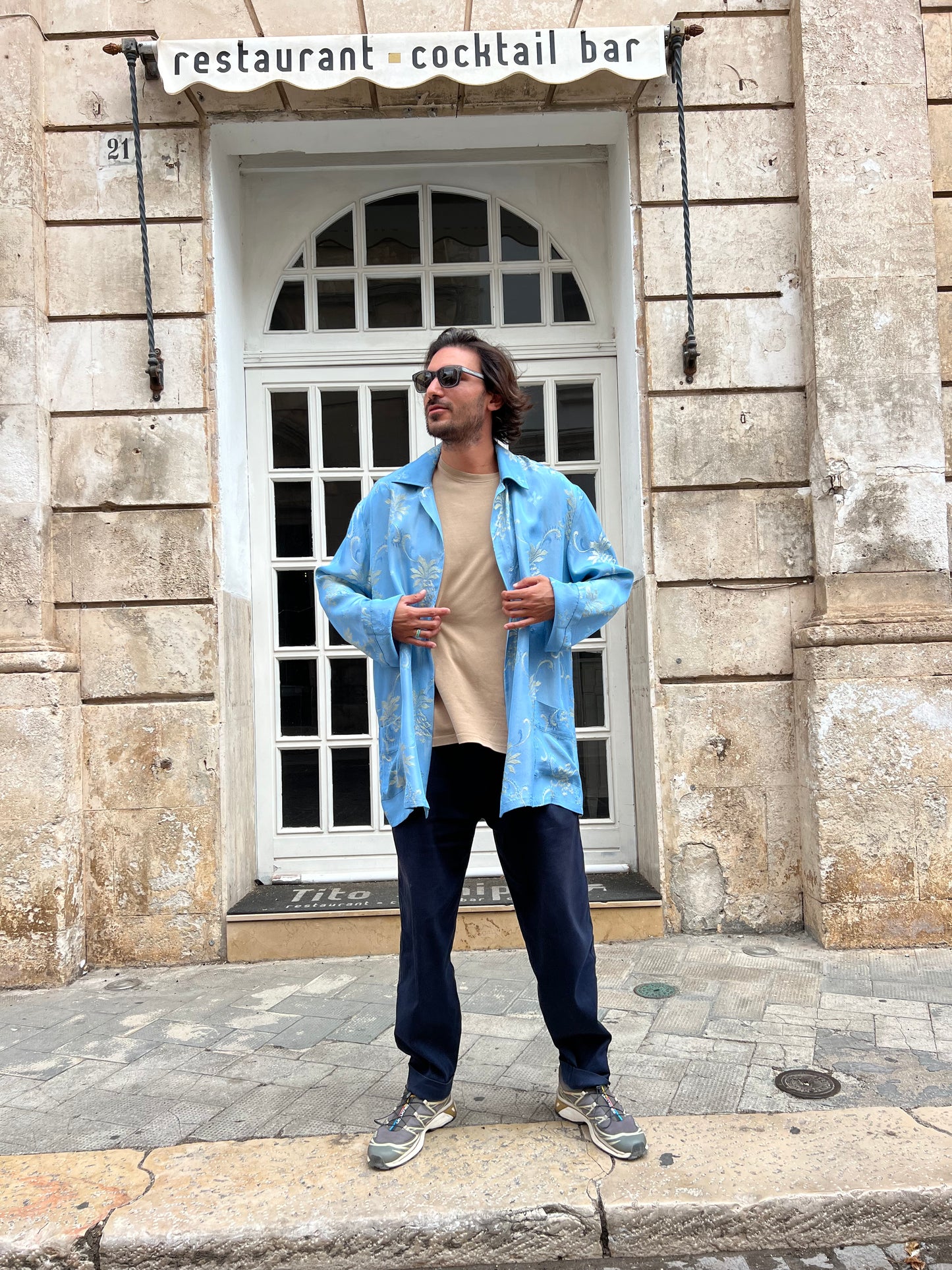 Jacket Men - Blue & Gold Flower - Nuagy