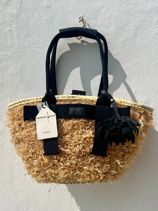 Bag - SAMOS  Palm Basket Natural/Black