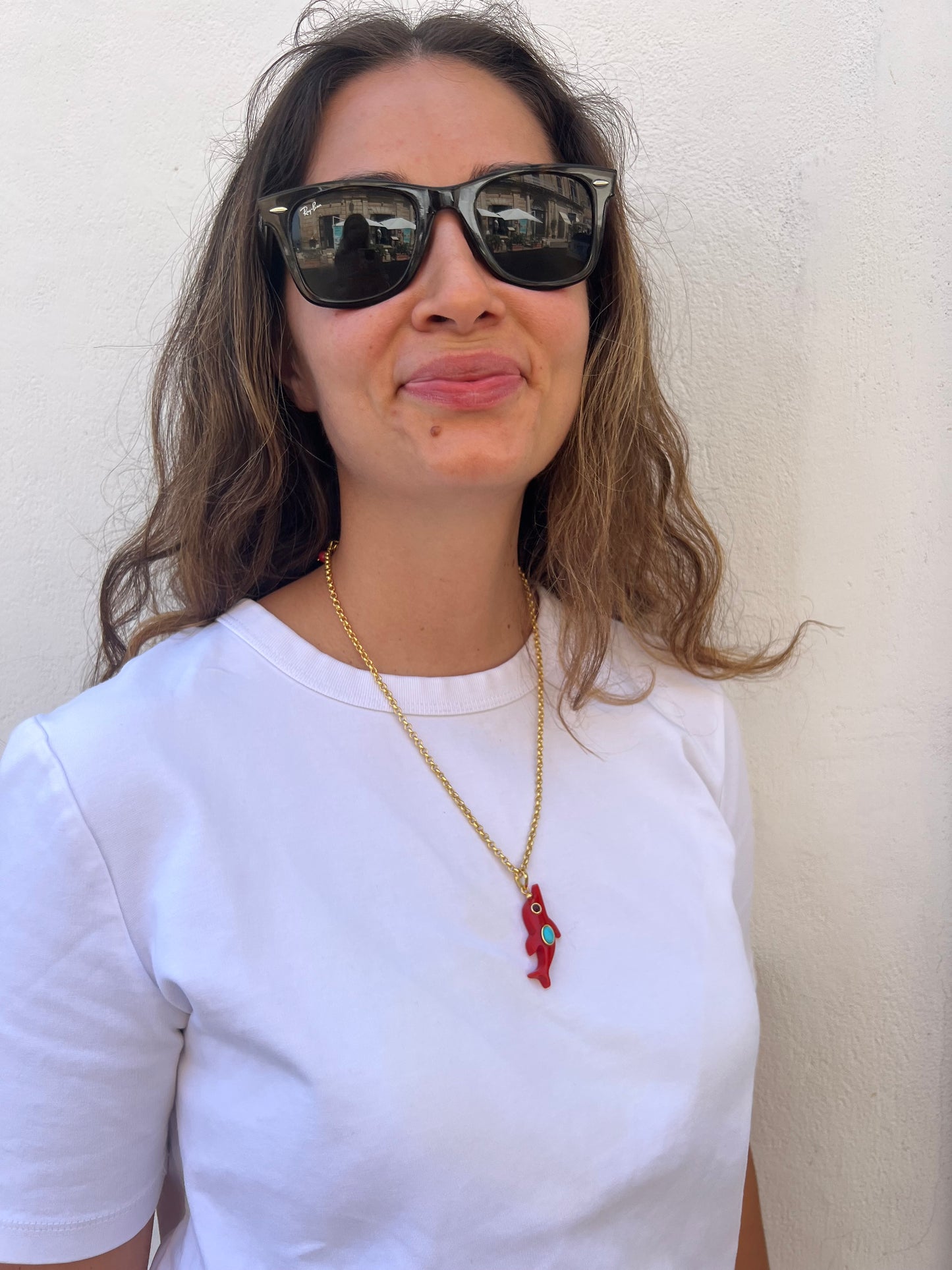 Collier - Dauphin Synthétique Rouge