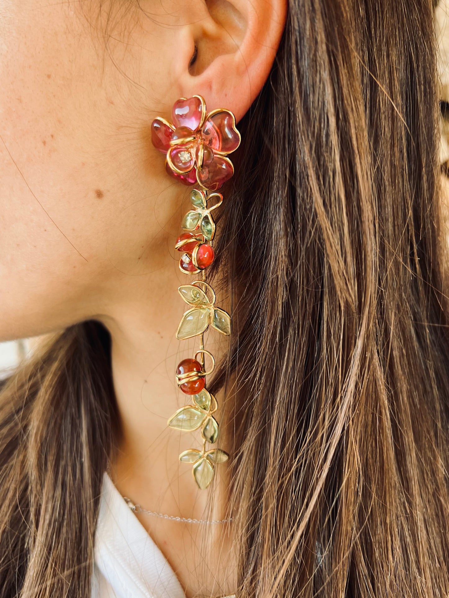 Boucles d'oreilles - Camelia Longue