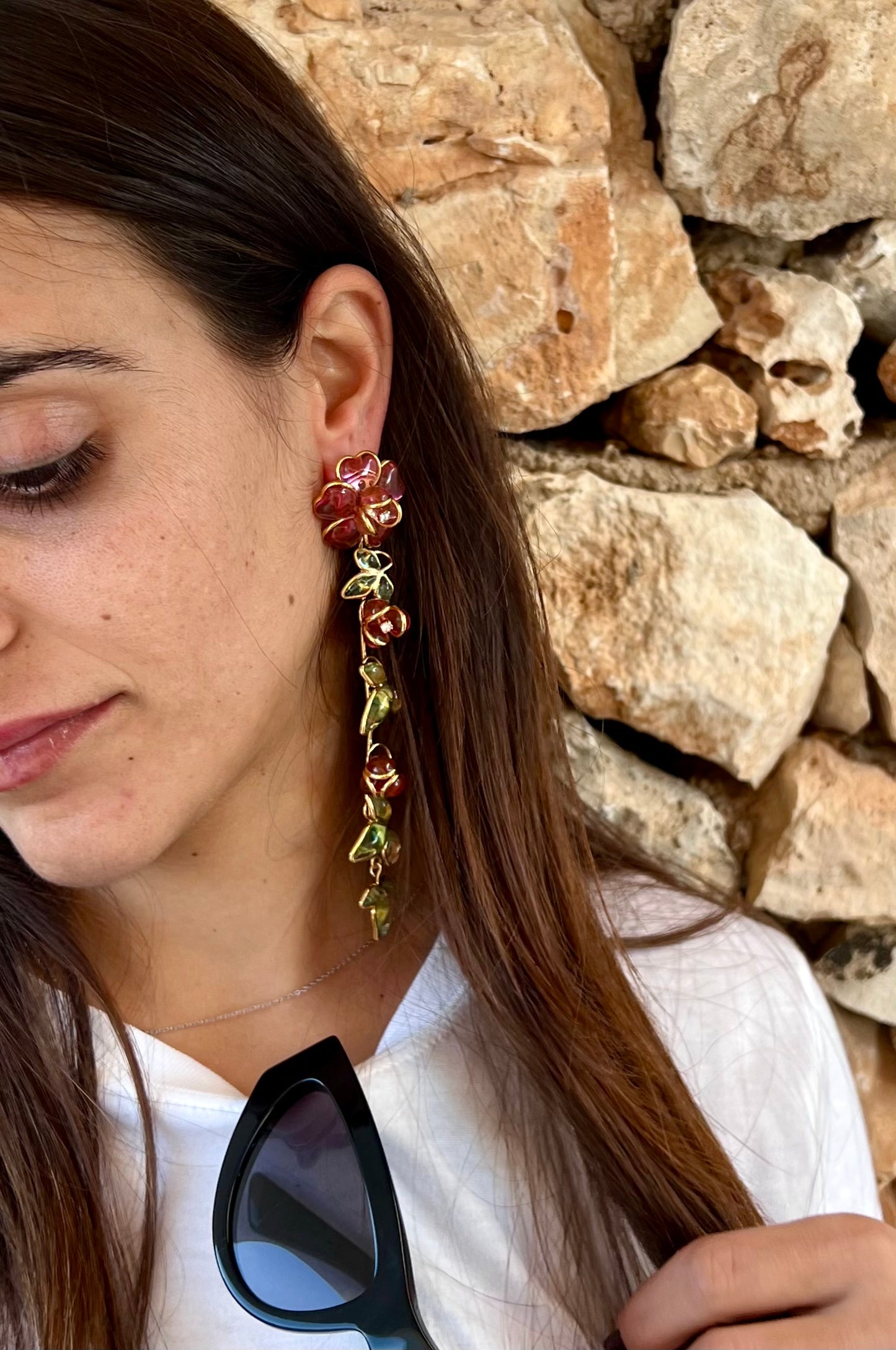 Boucles d'oreilles - Camelia Longue