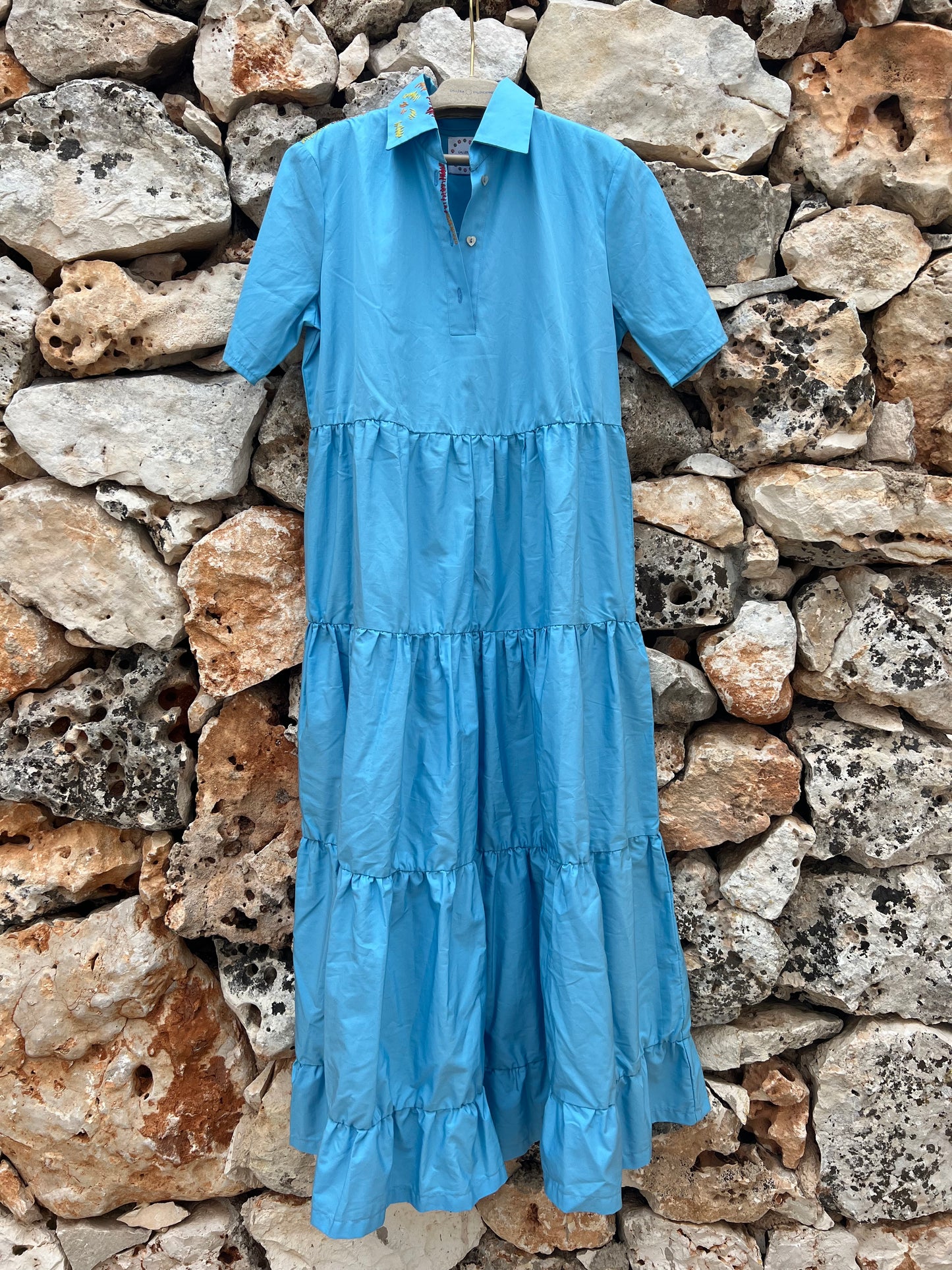 Dress - Chiara Embroidered sky blue