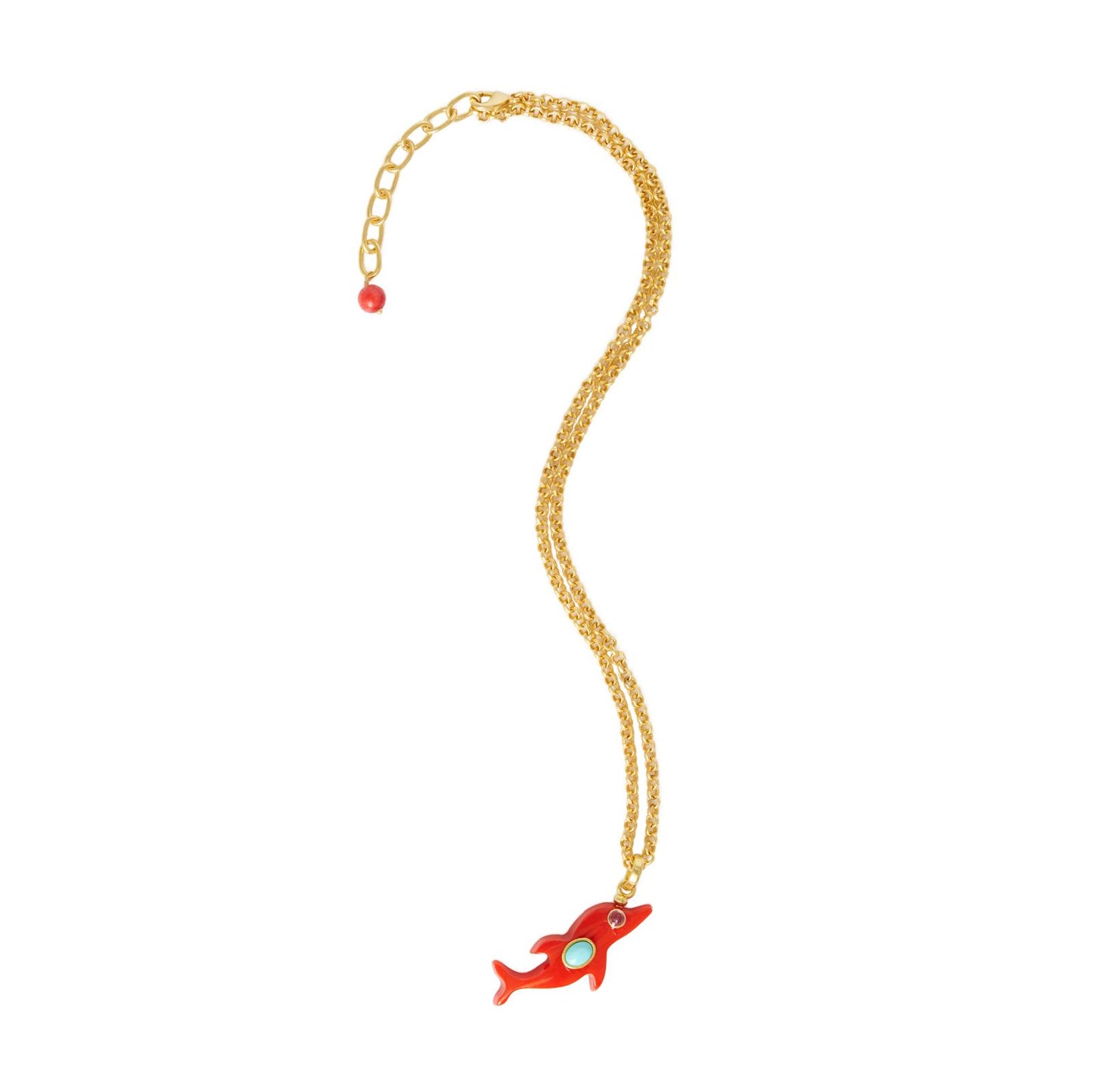 Necklace- Dolphin Synthetic Red
