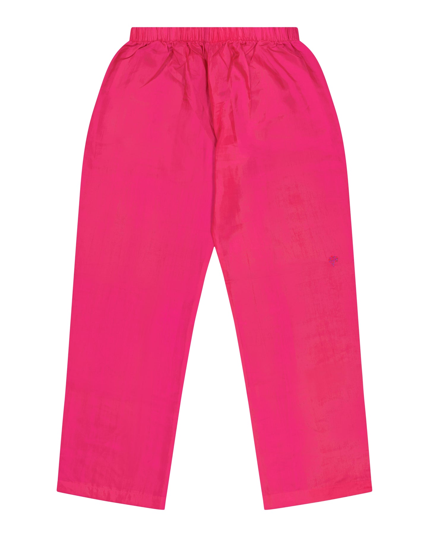 Pyjamas Femme - Pyjama en soie Fuchsia brodé à la main