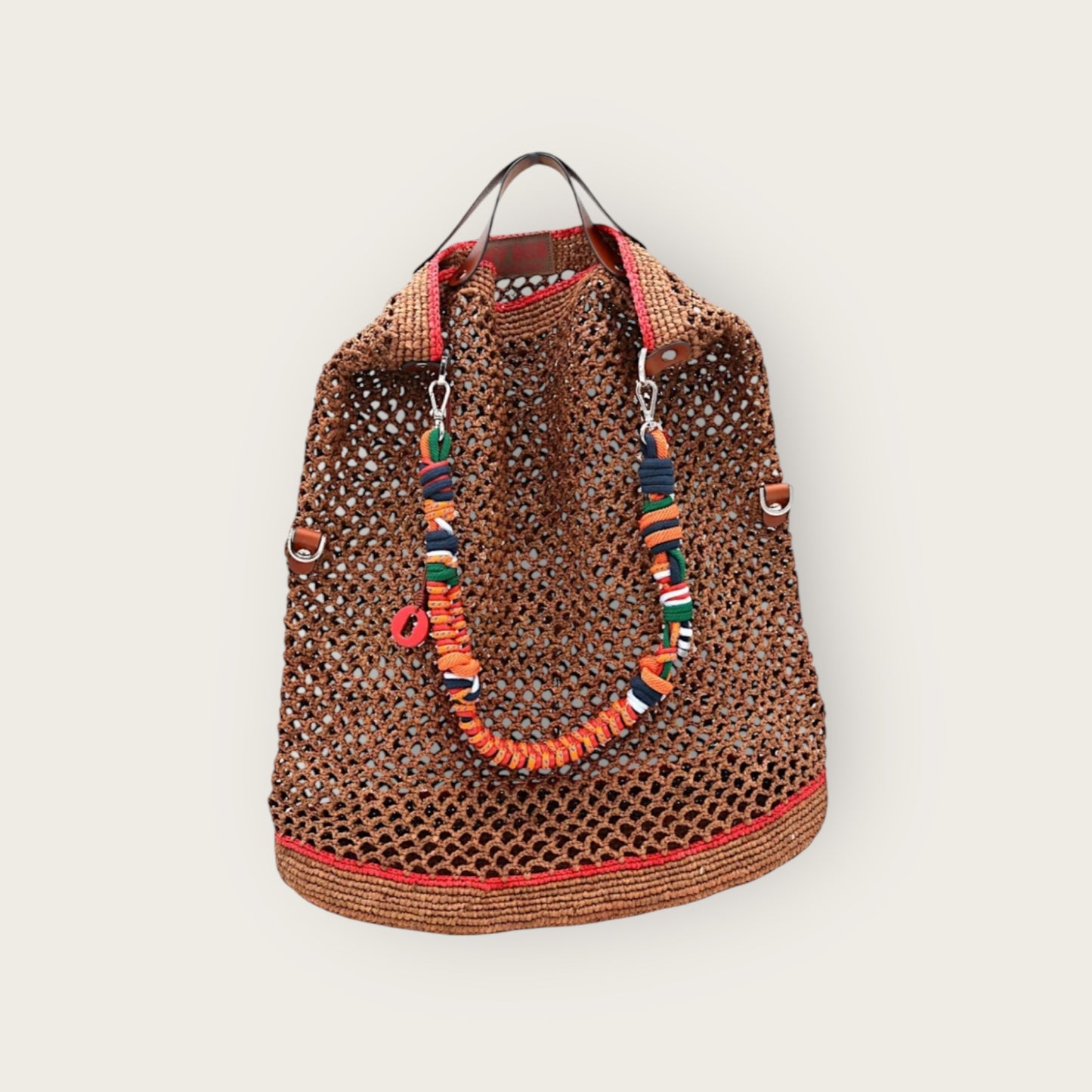 Bag - CCOLIN Natural Raffia Bag With Multicolor Cotton Strap
