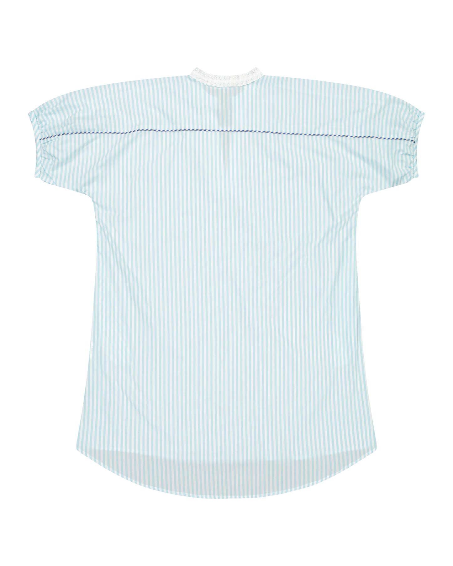 Vestito - Abito Romy a grandi righe blu laguna con piping blu e crema