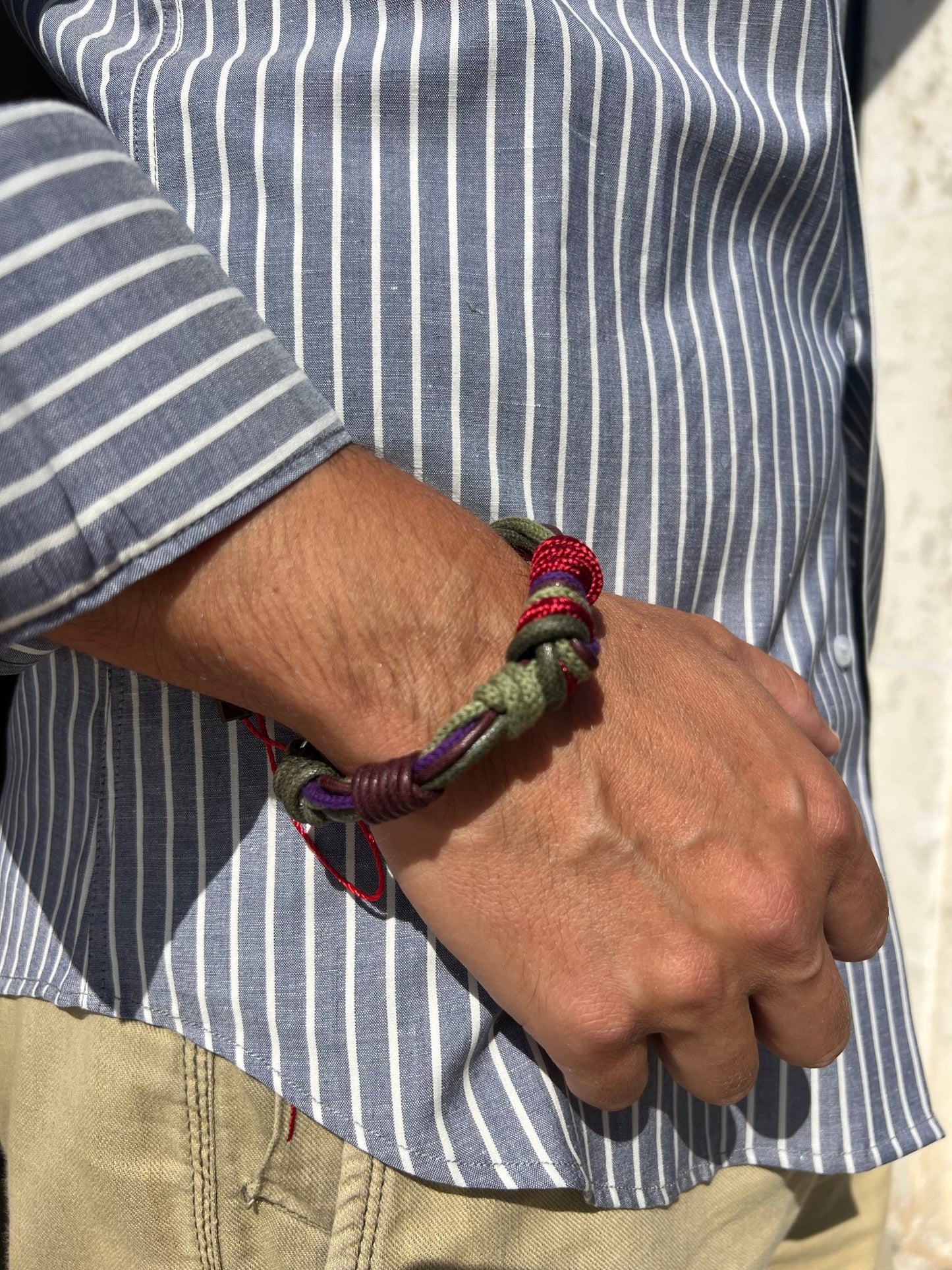 Bracelet Men - Knot Bracelet Macrame Red & Brown
