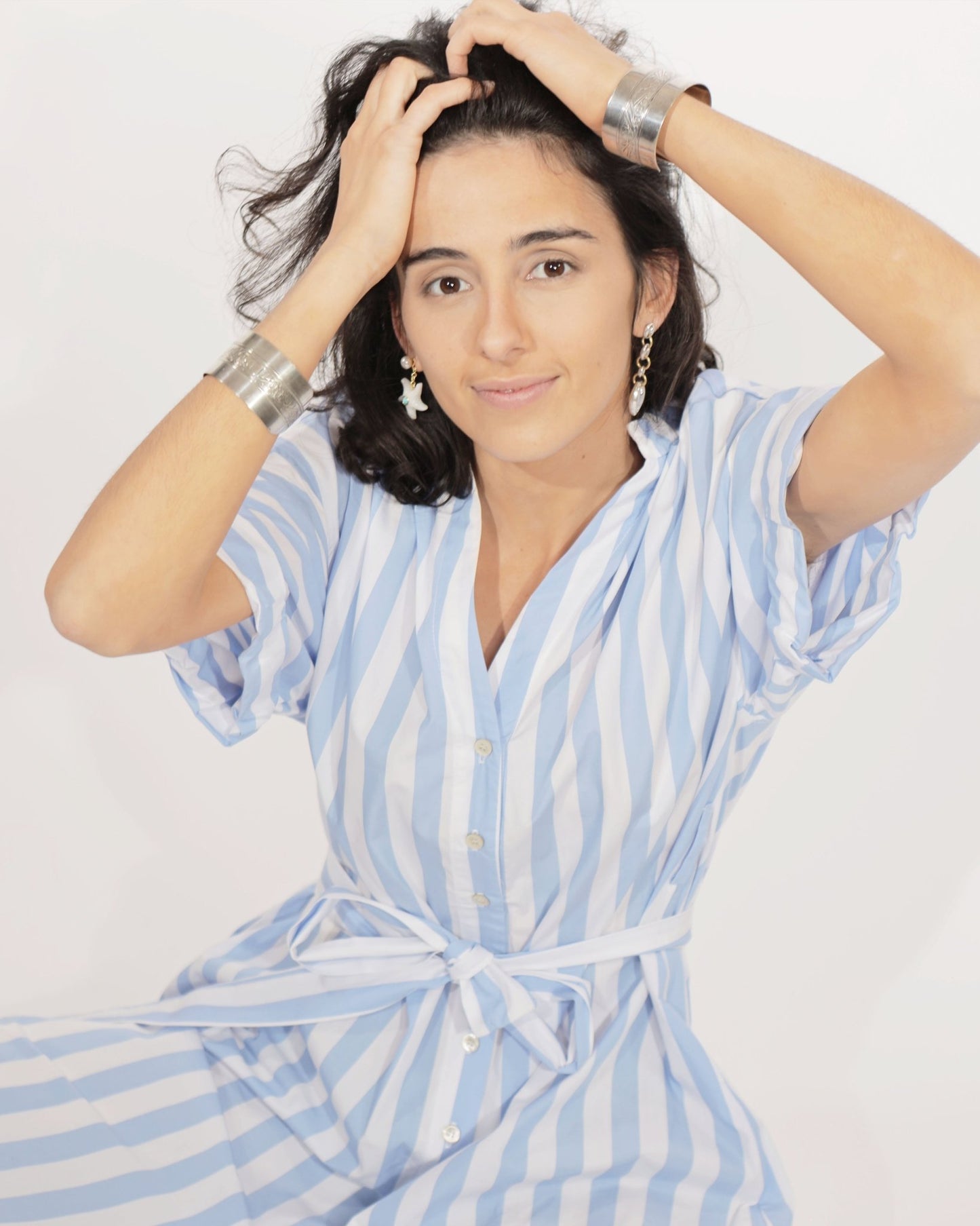 Dress - Gina Dress large sky blue Stripes