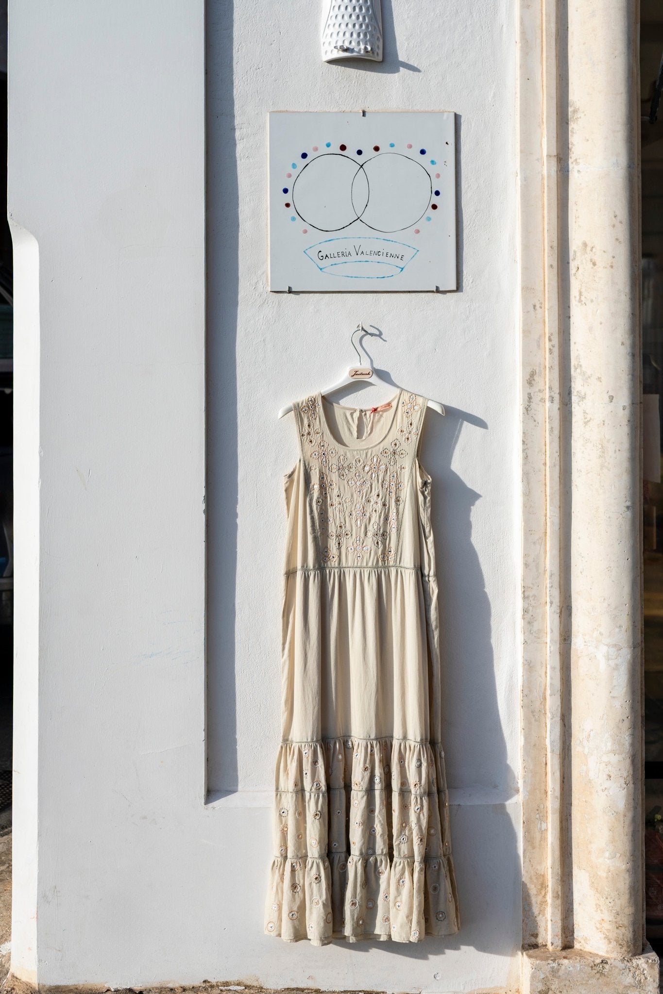 Dress Women - Light Grey Embroidery Cream